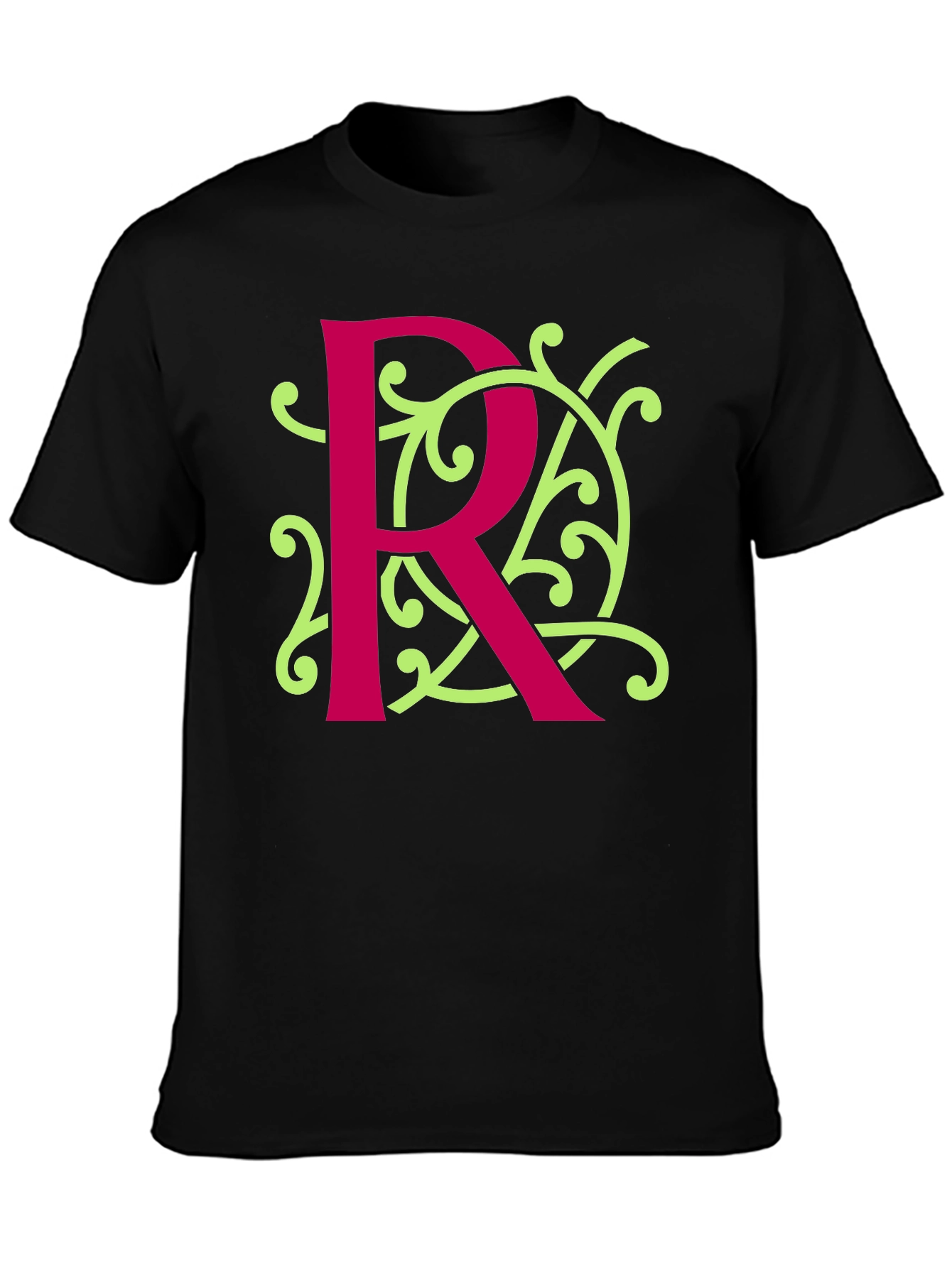 Monogram R Graphic Tee - Black Cotton Blend