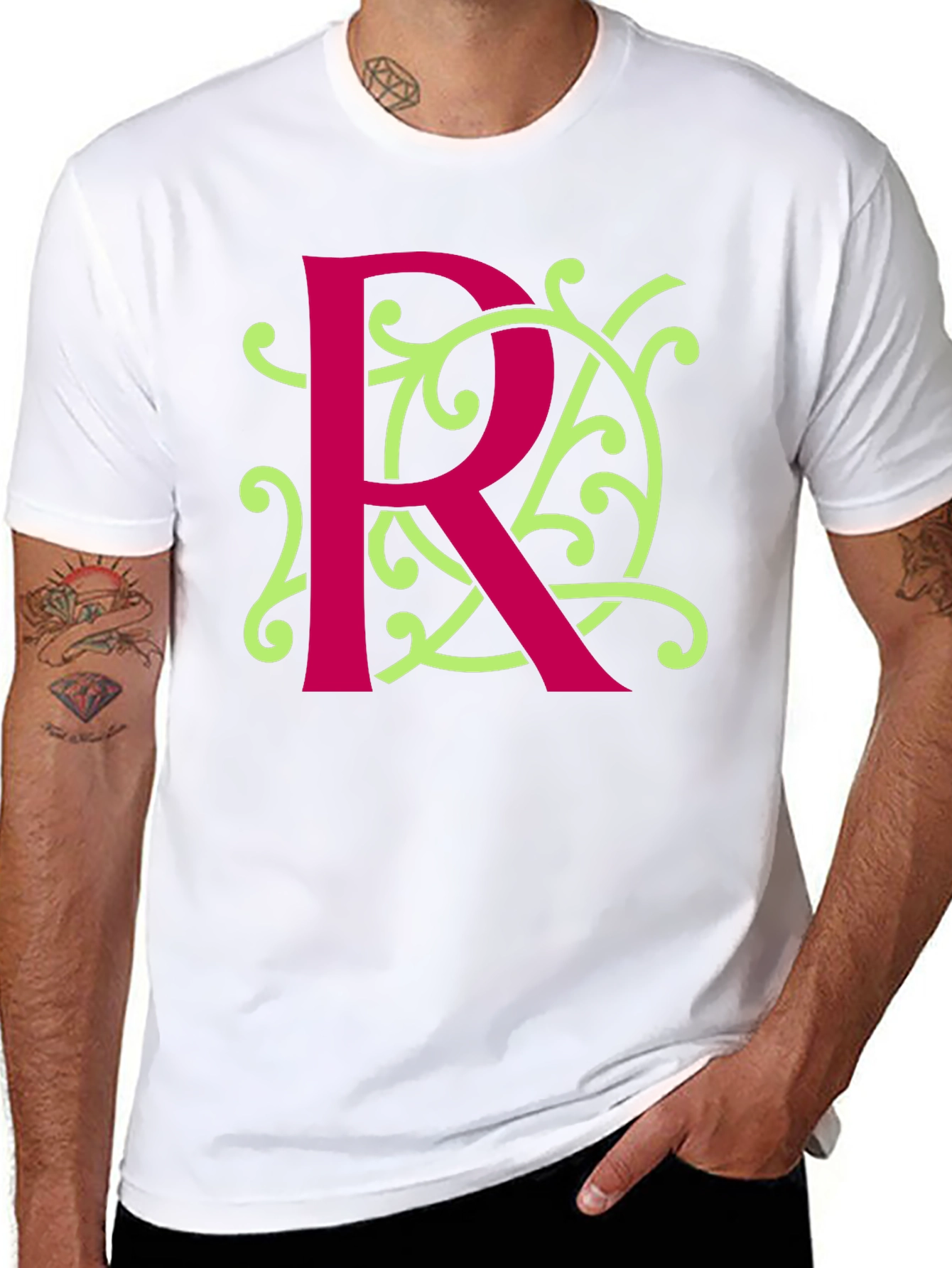 Monogram R Graphic Tee - Black Cotton Blend