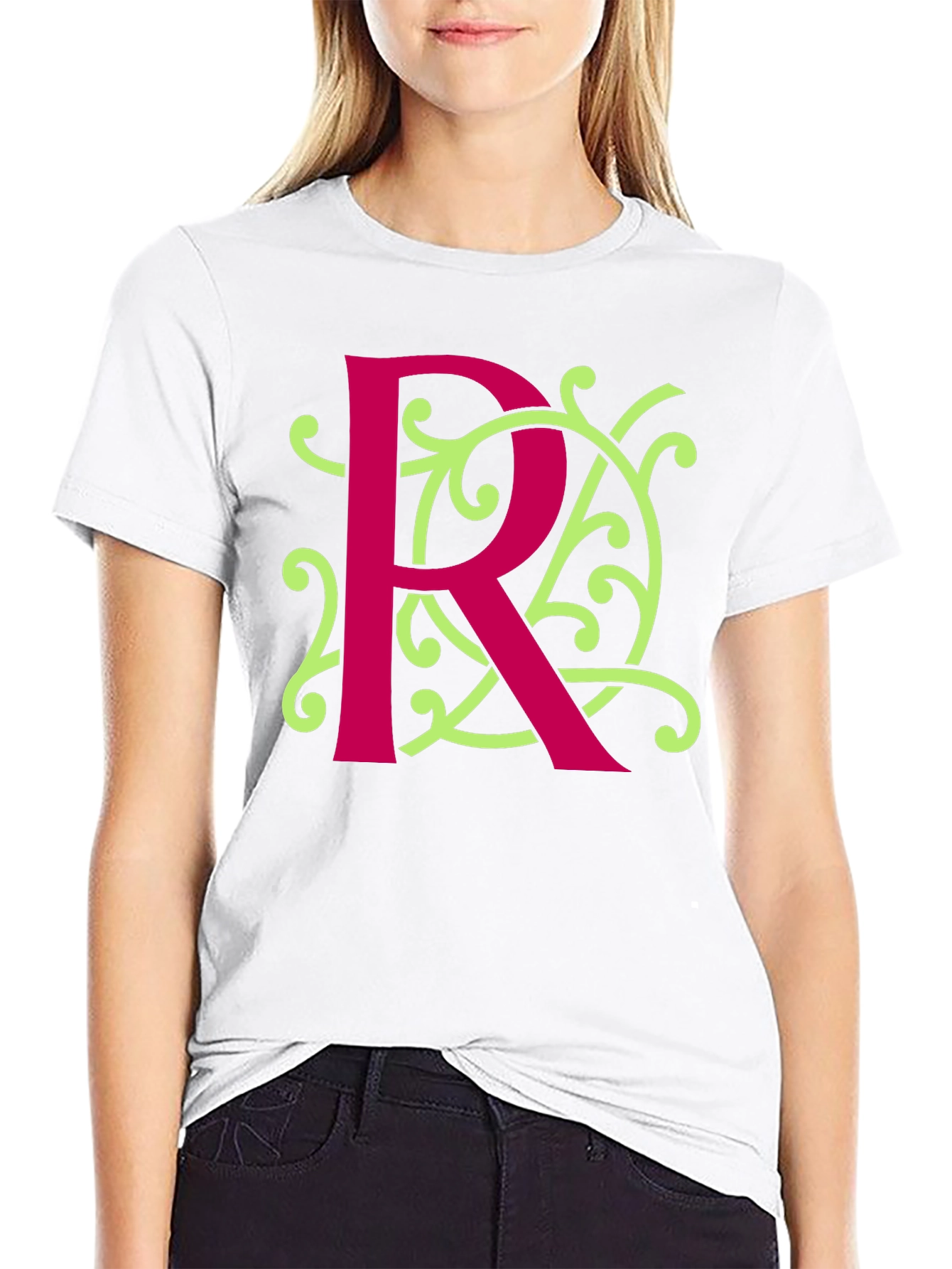 Monogram R Graphic Tee - Black Cotton Blend
