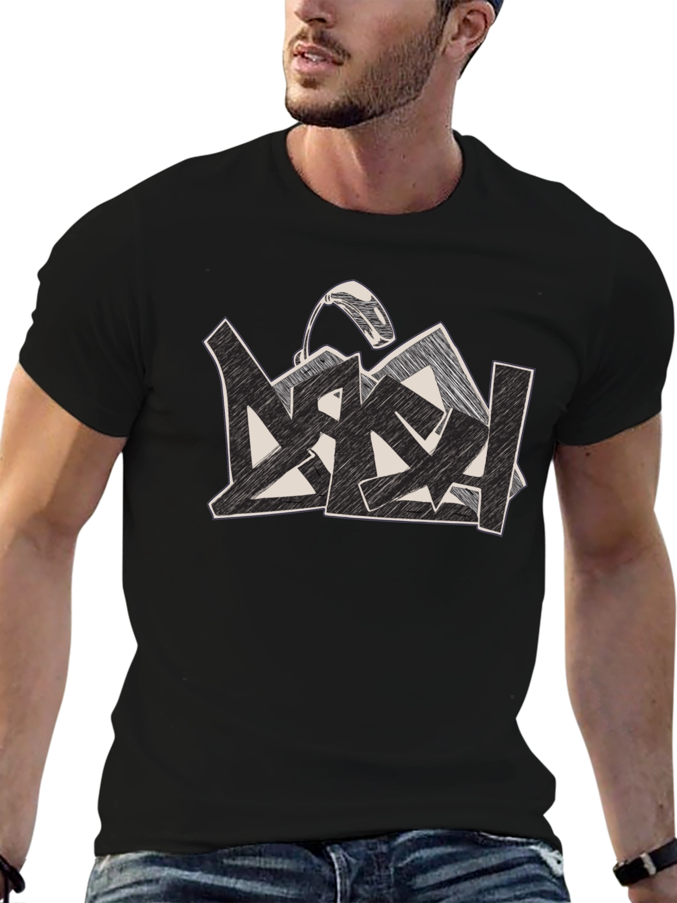 Black Graphic Print T-Shirt - Modern Urban Style