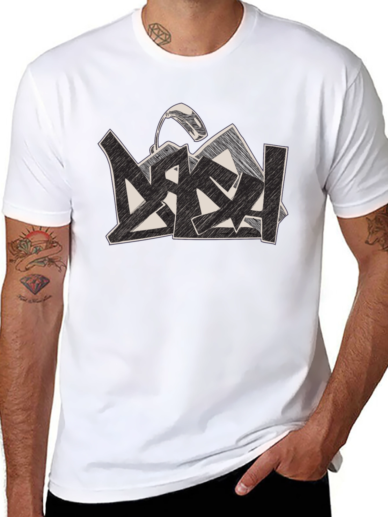 Black Graphic Print T-Shirt - Modern Urban Style