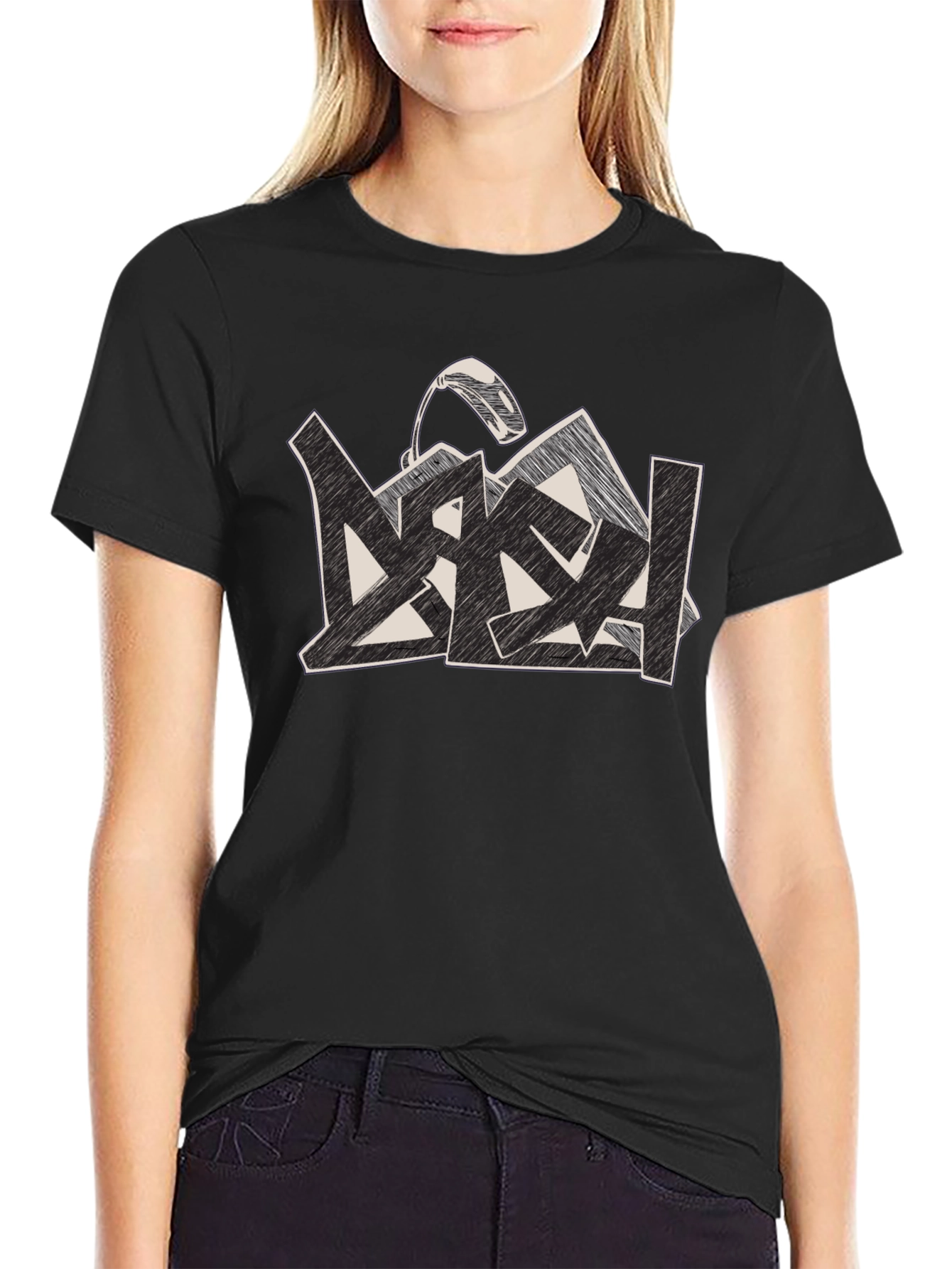 Black Graphic Print T-Shirt - Modern Urban Style