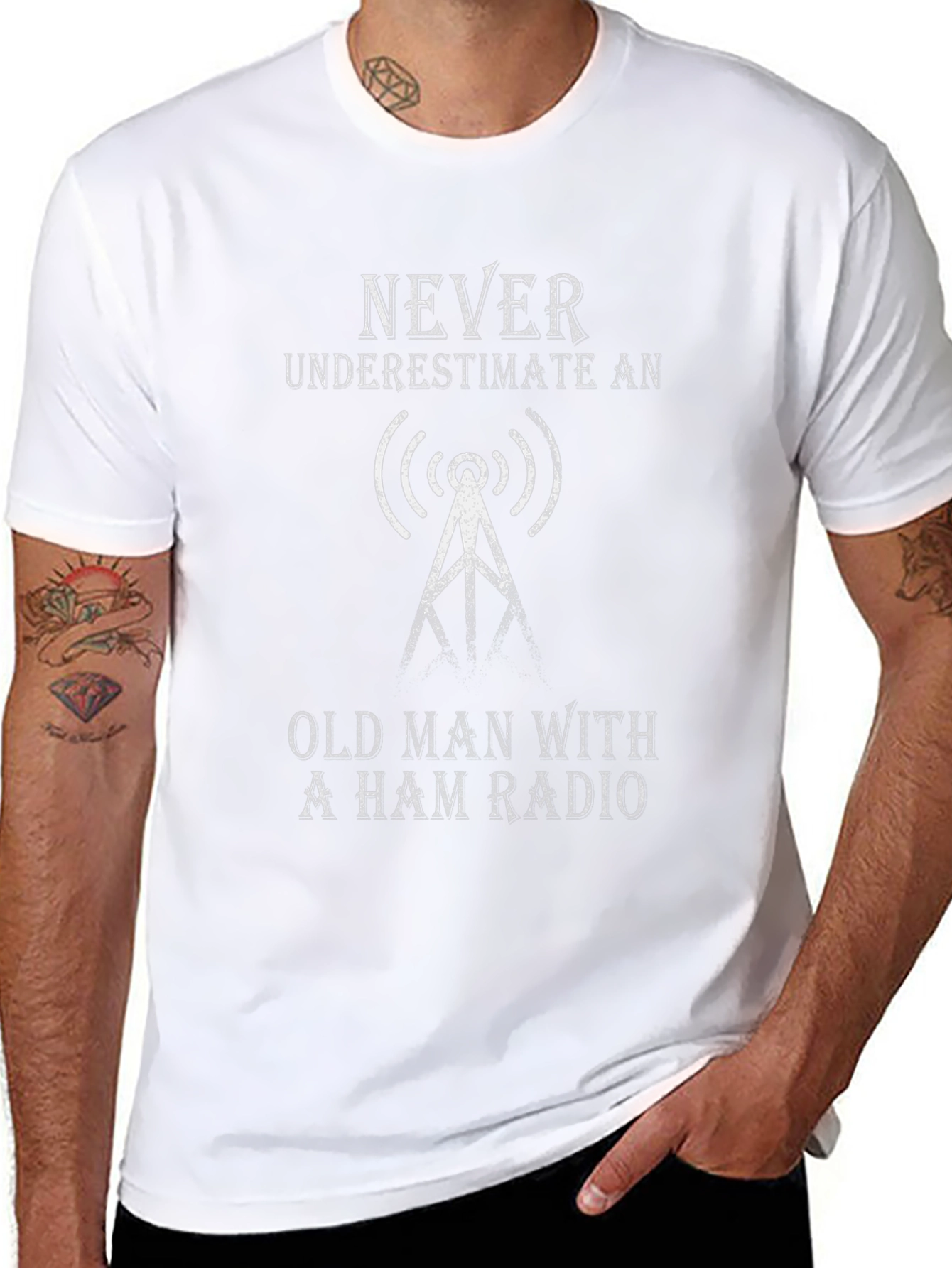 Never Underestimate Old Man Ham Radio T-Shirt