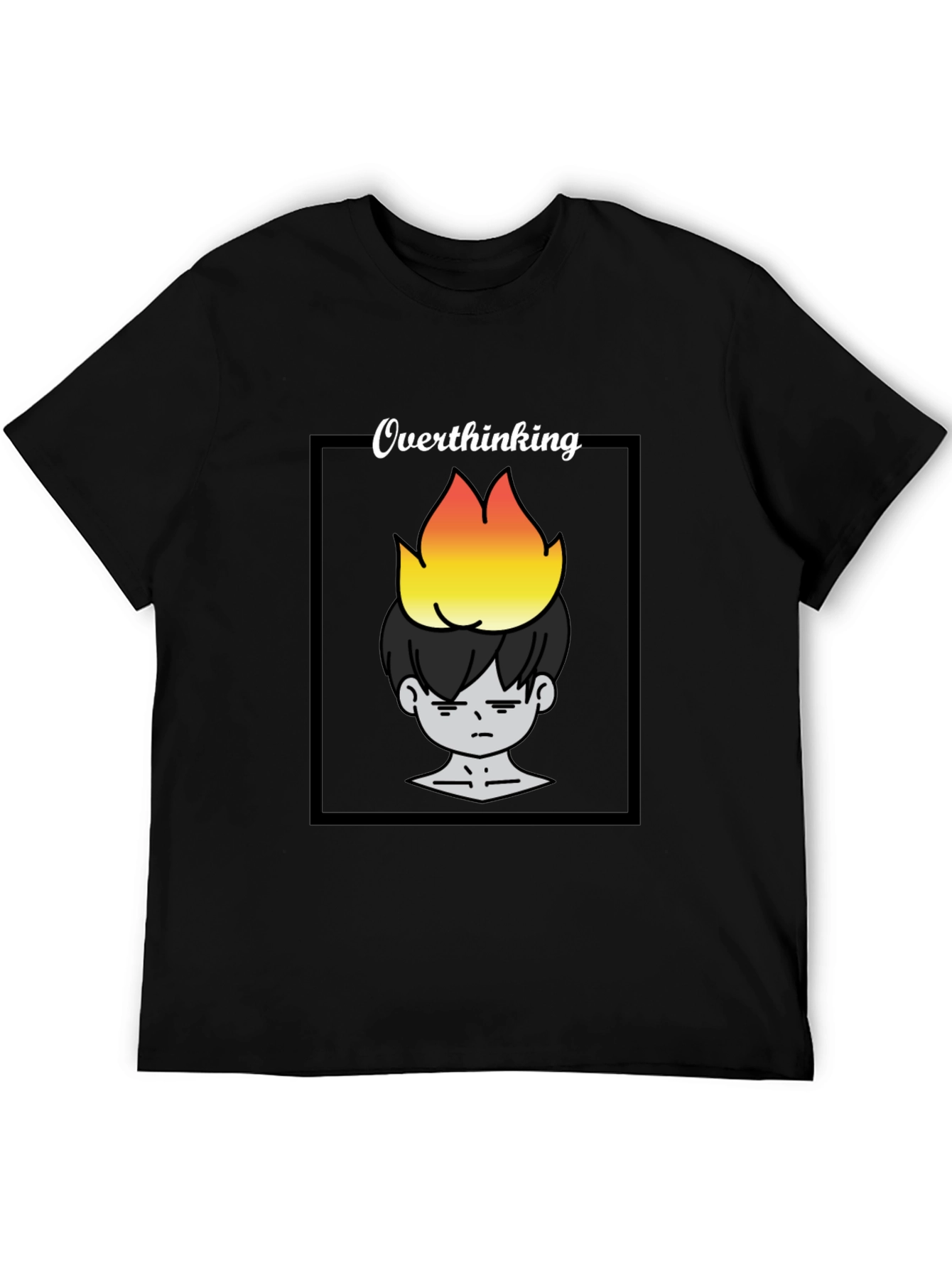 Overthinking Graphic Print Tee - Unisex Black T-Shirt
