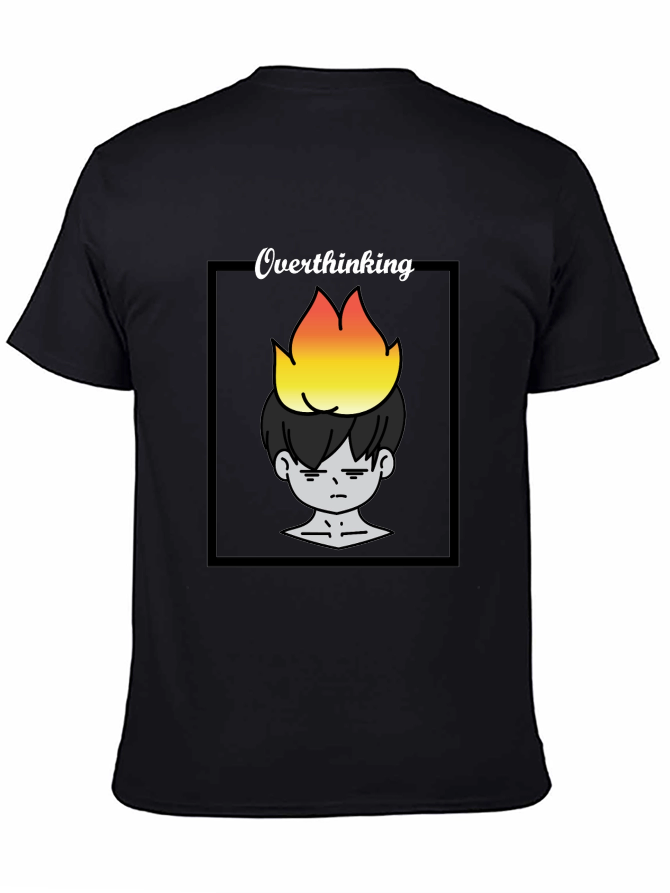 Overthinking Graphic Print Tee - Unisex Black T-Shirt