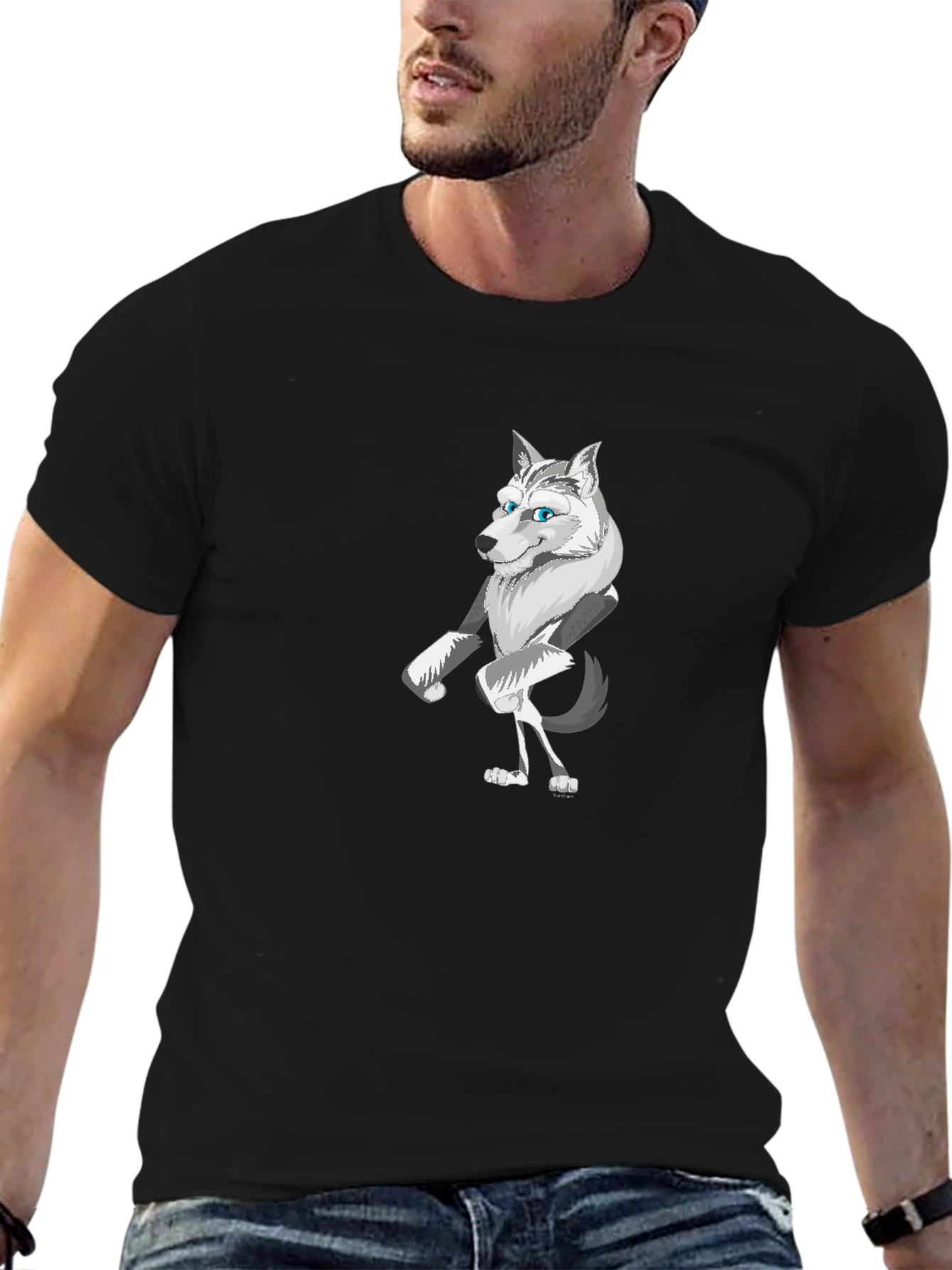 Cartoon Wolf Graphic Tee - Cool Animal Design
