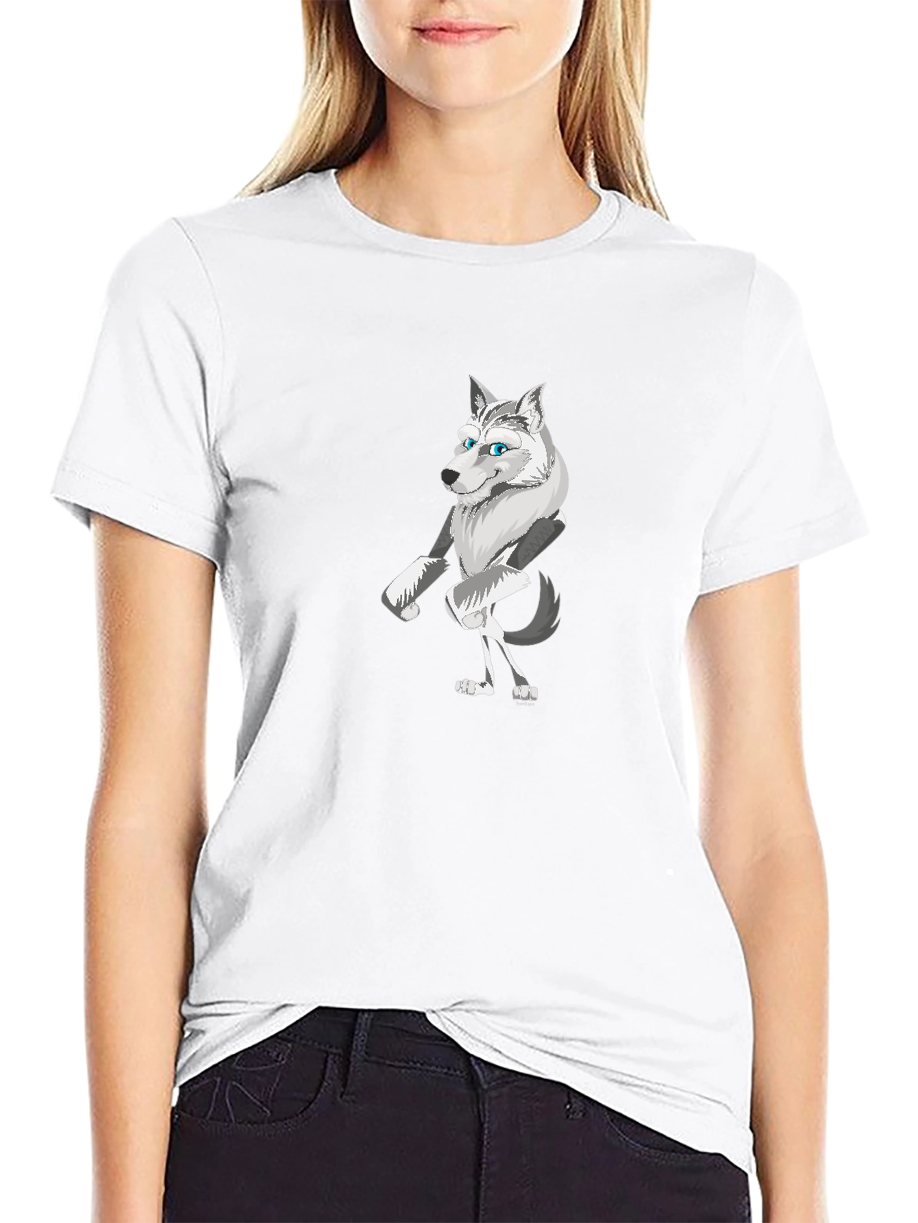 Cartoon Wolf Graphic Tee - Cool Animal Design