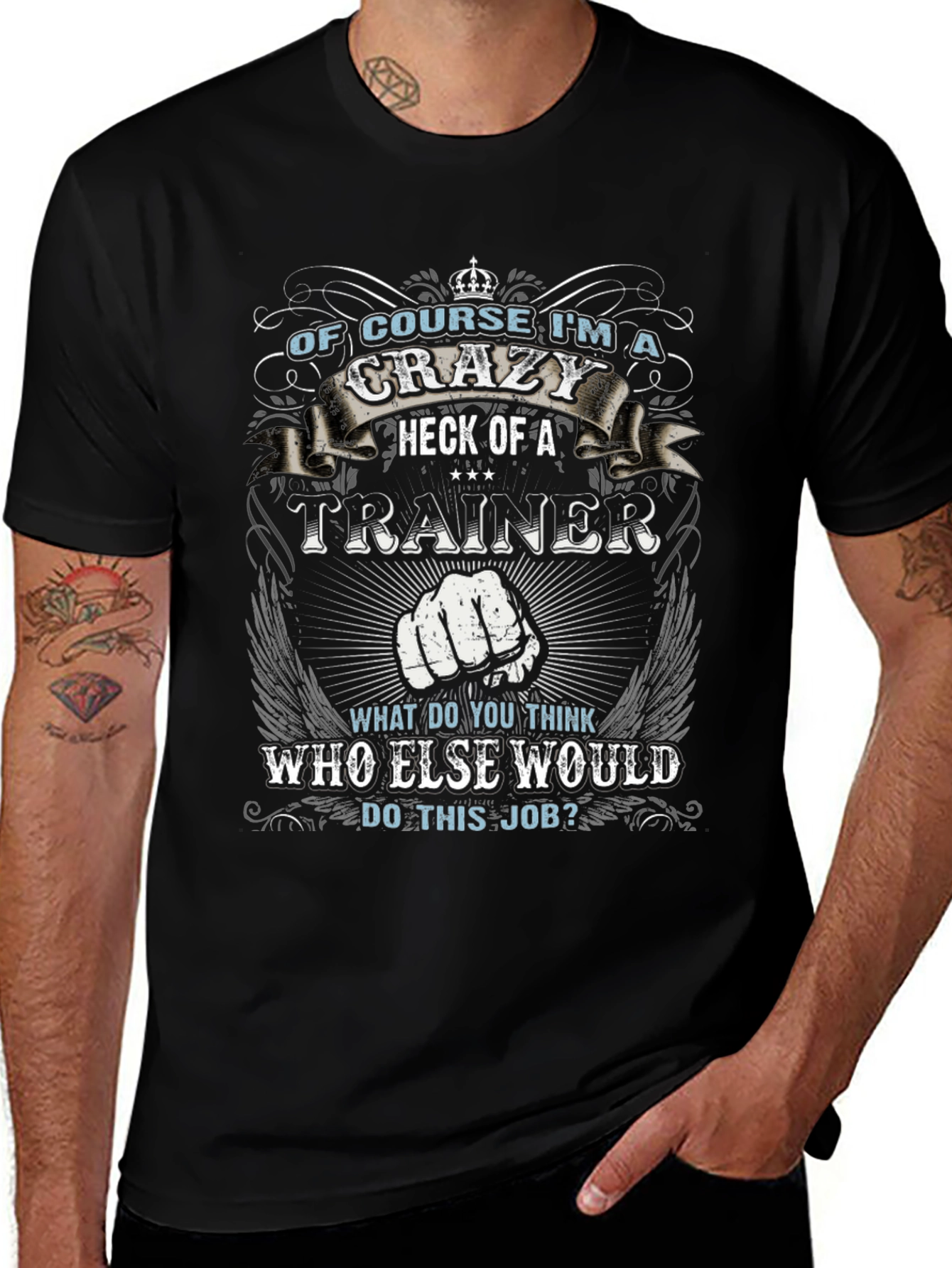 Crazy Trainer Graphic Tee - Bold Statement Shirt