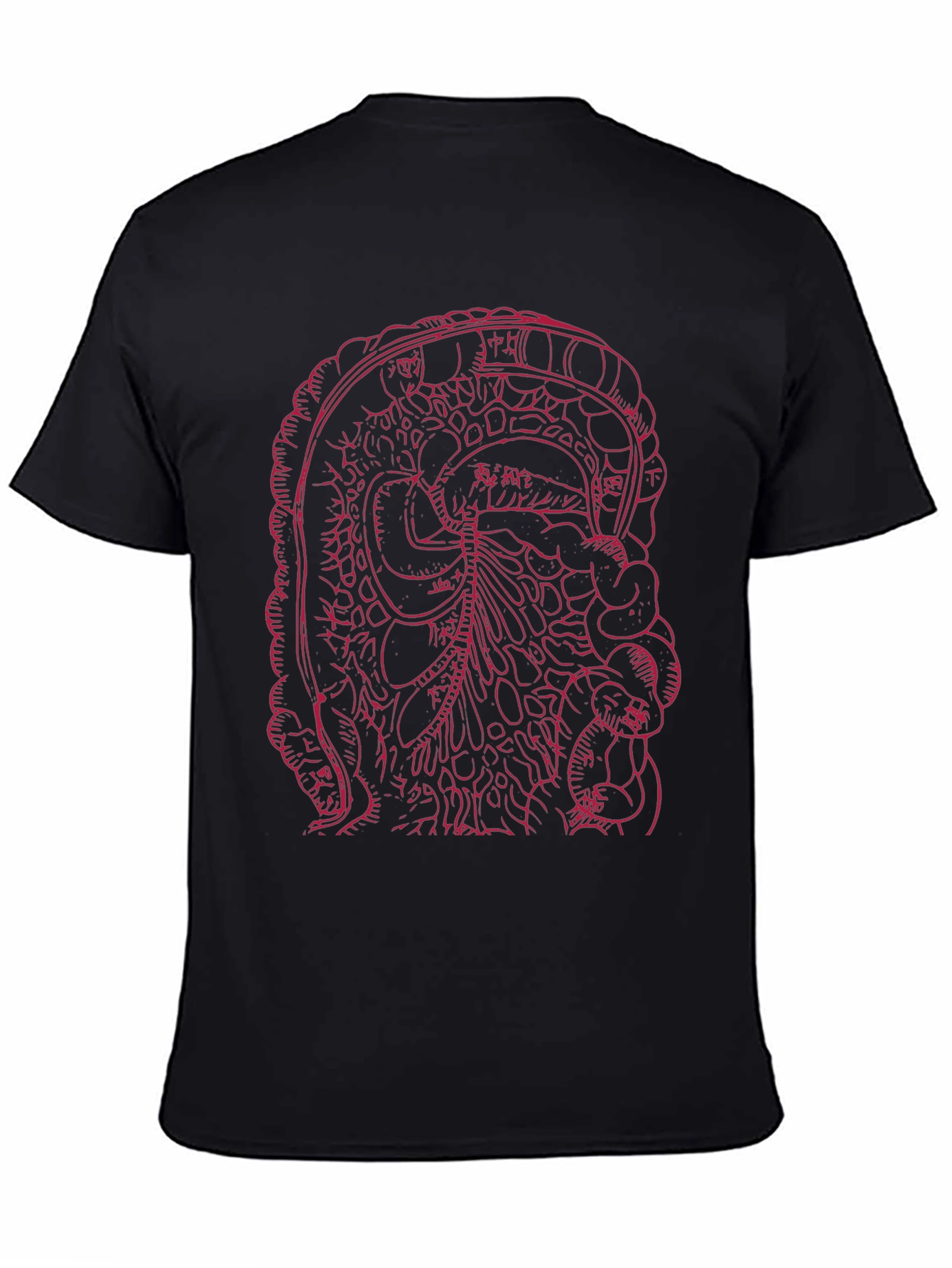 Black Graphic Tee - Intestine Design