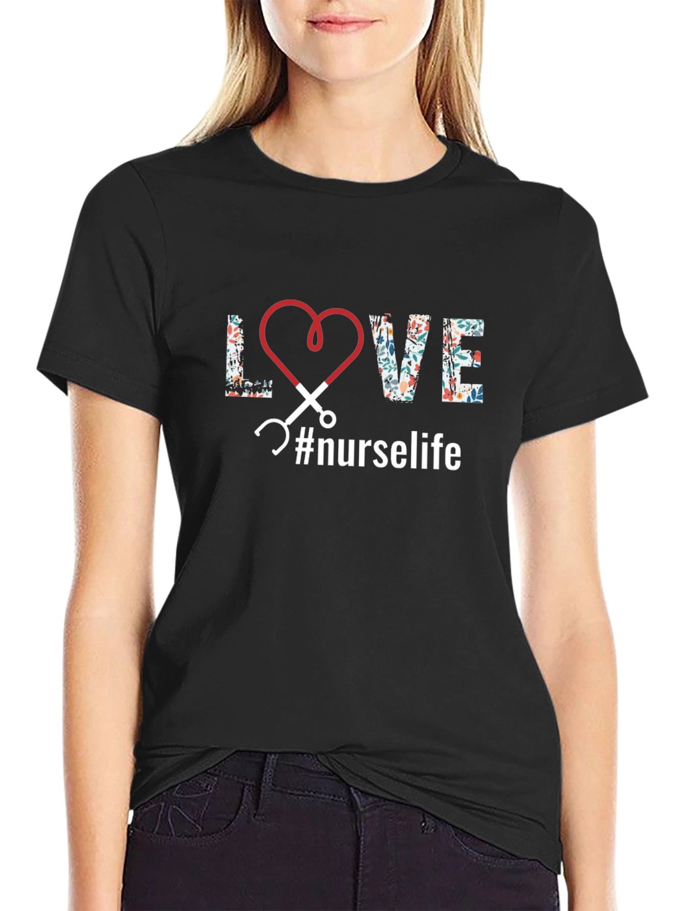 Nurse Life T-Shirt - Heart Stethoscope Design