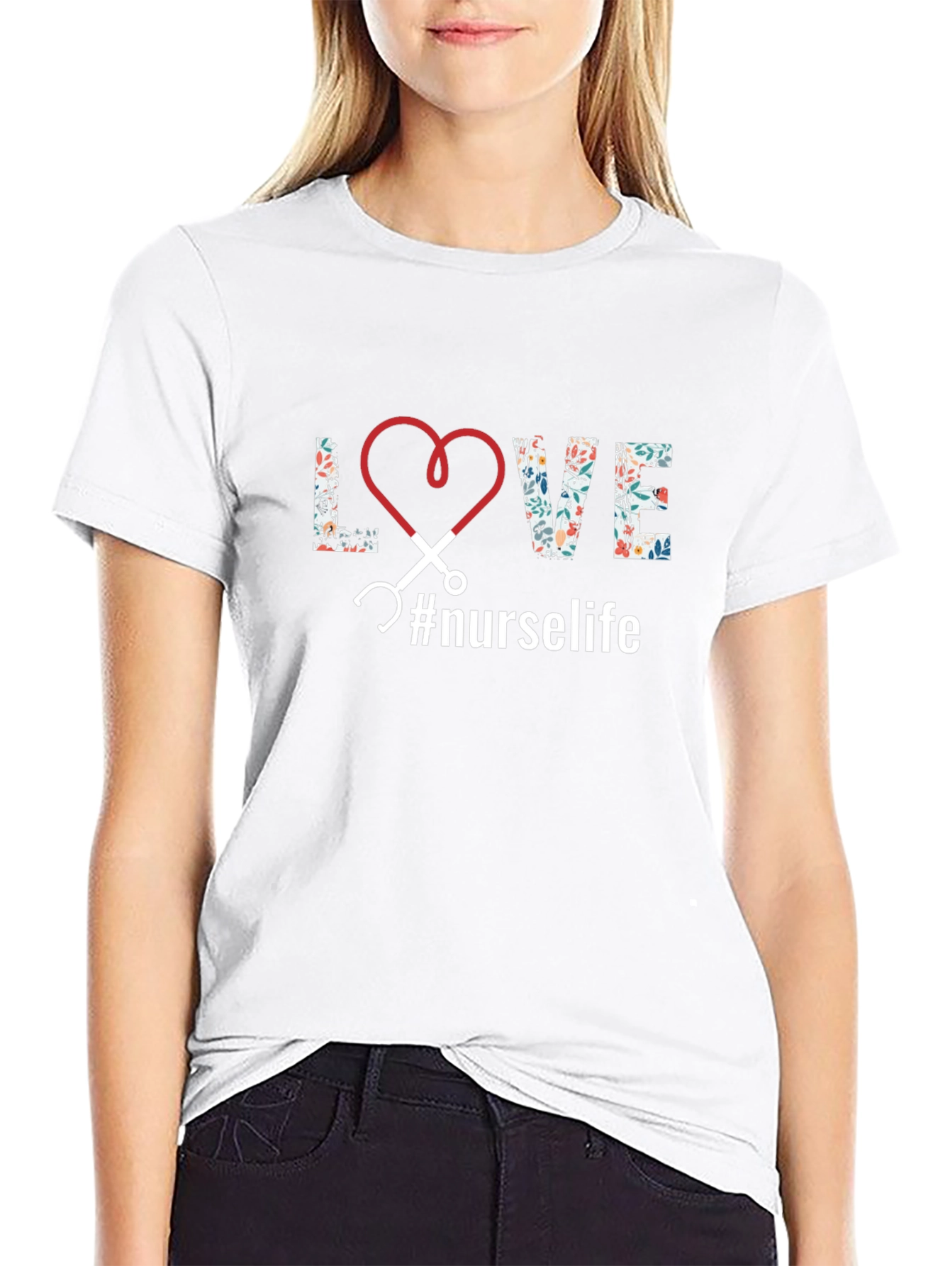 Nurse Life T-Shirt - Heart Stethoscope Design