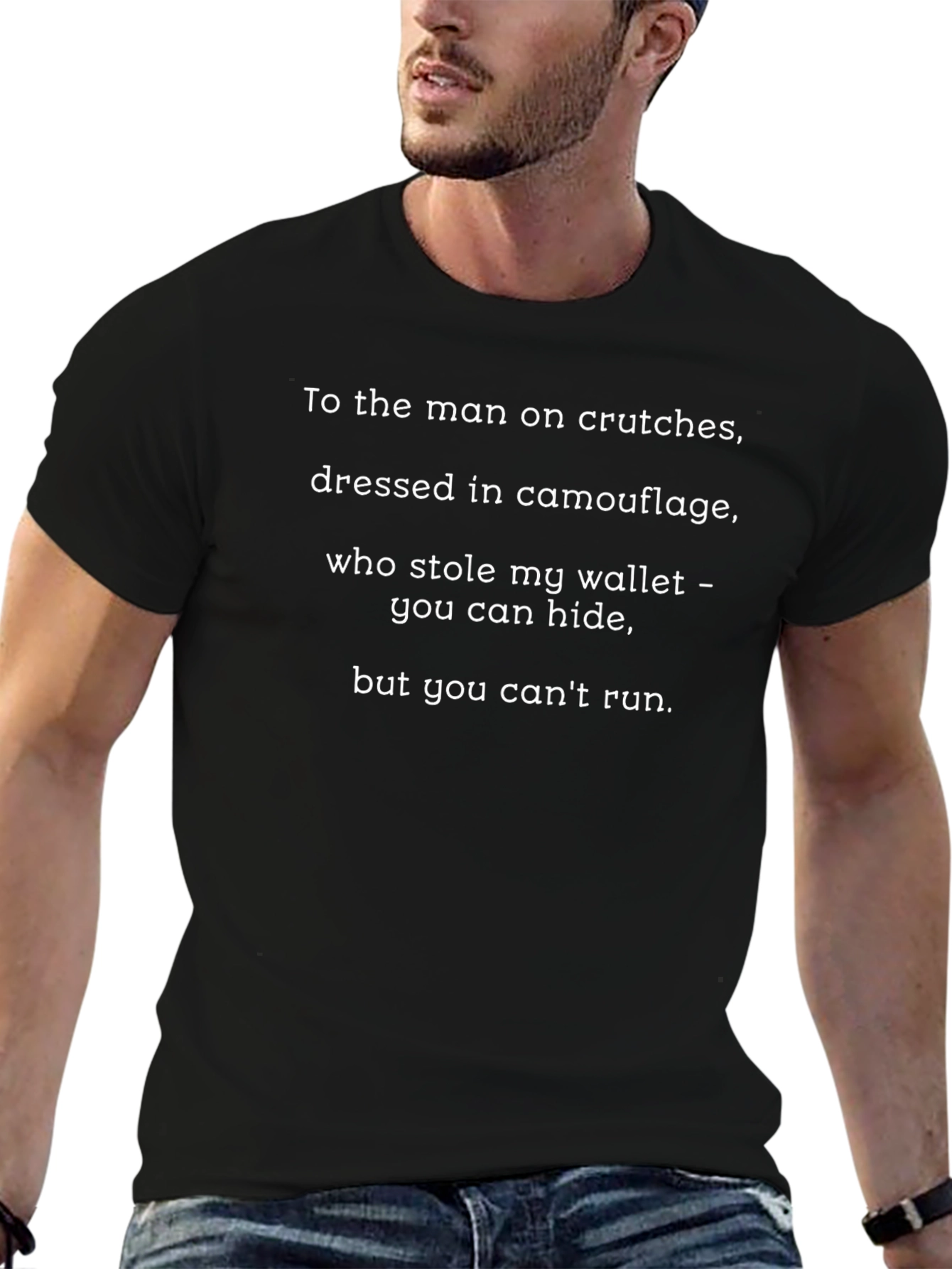 Humorous Crutches Camo Wallet T-Shirt