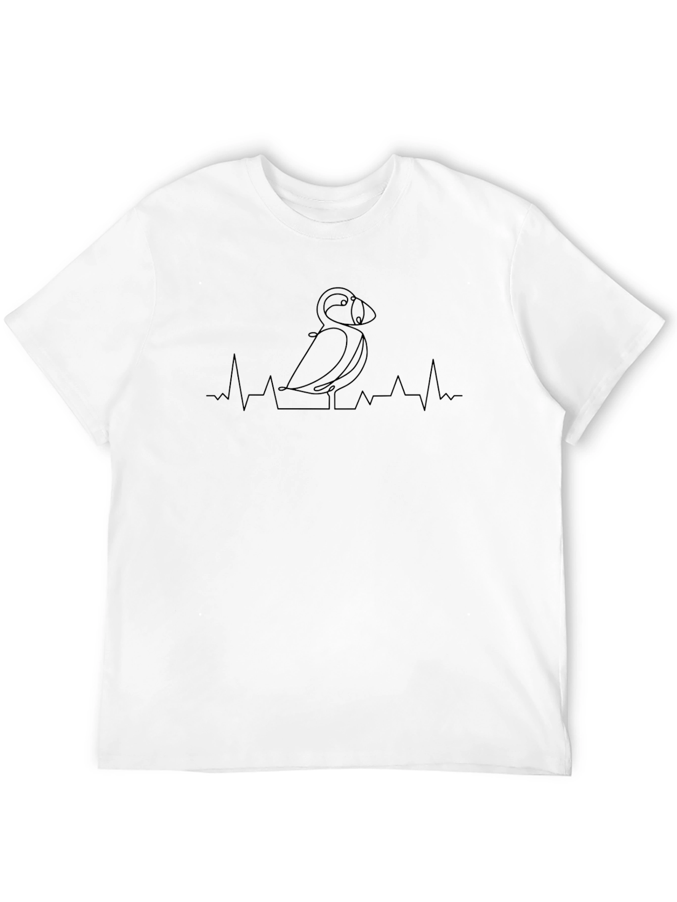 Puffin Heartbeat Line Art T-Shirt