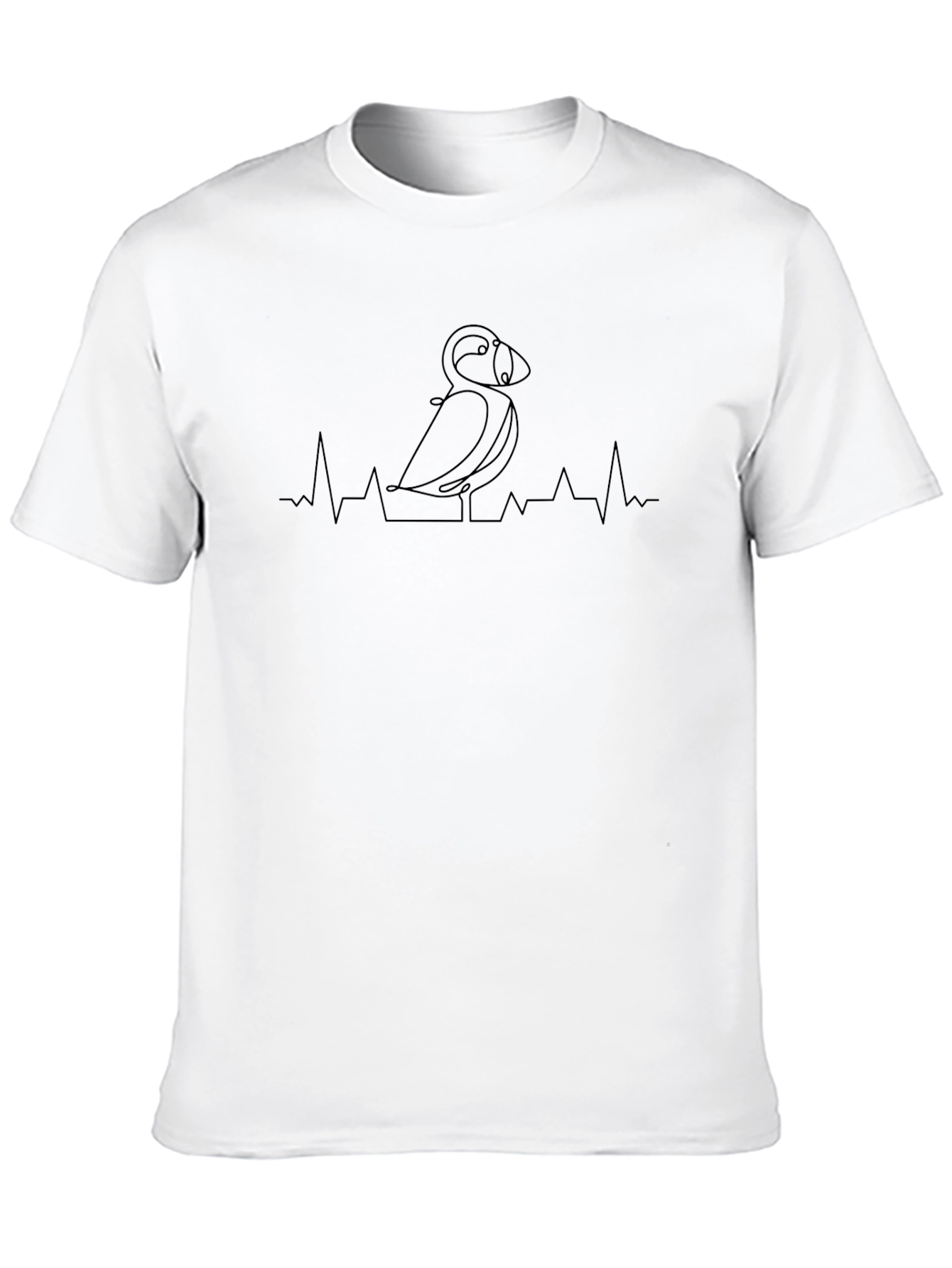 Puffin Heartbeat Line Art T-Shirt
