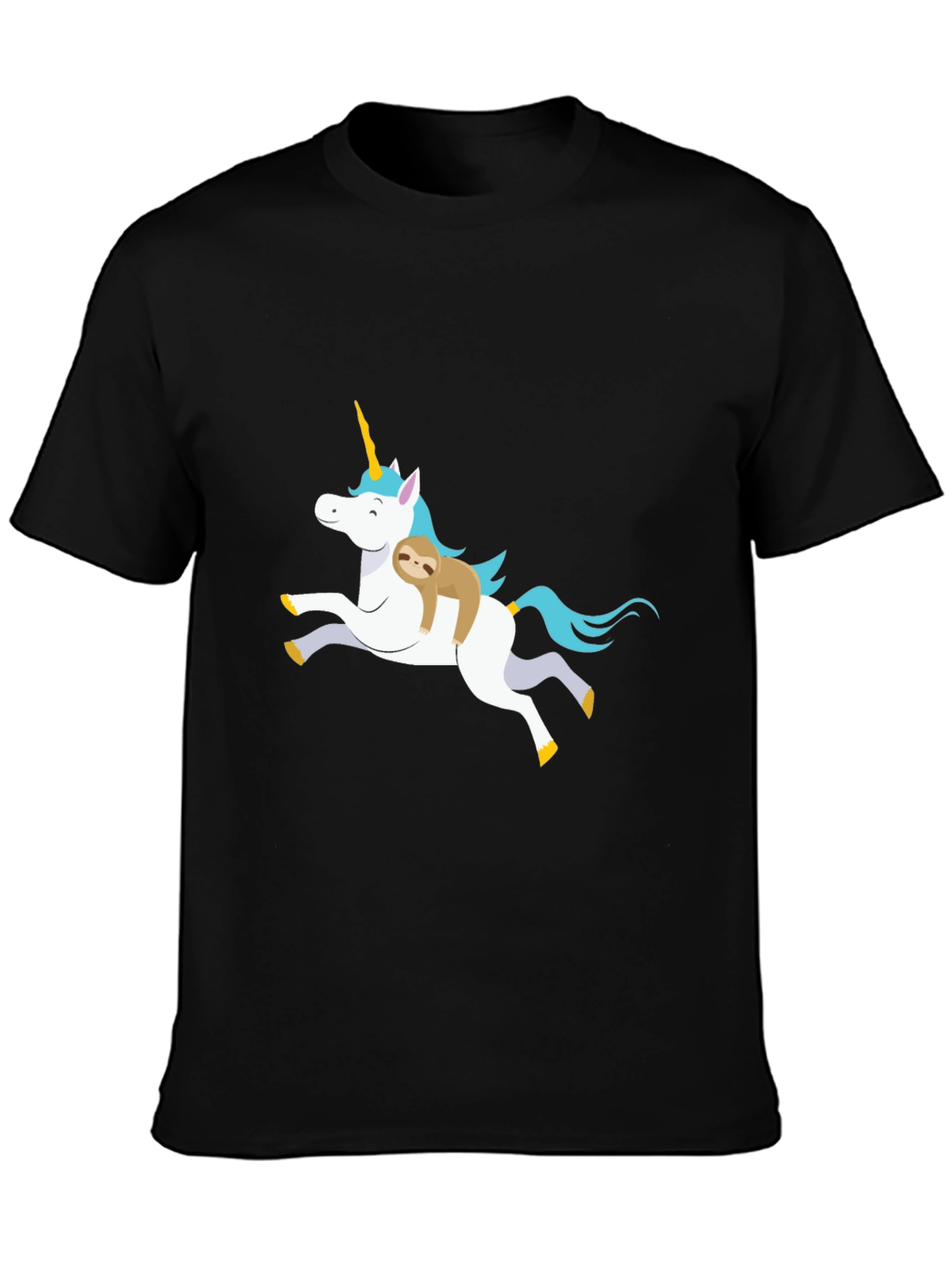 Unicorn Sloth Graphic T-Shirt Black