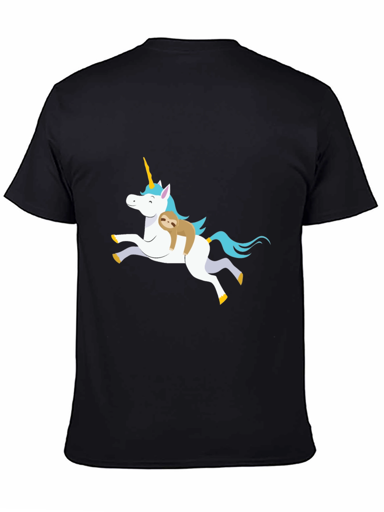 Unicorn Sloth Graphic T-Shirt Black