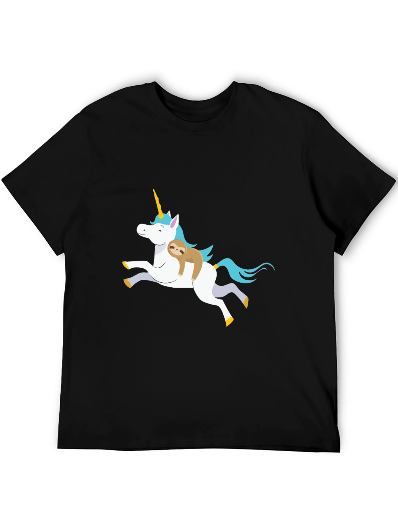 Unicorn Sloth Graphic T-Shirt Black
