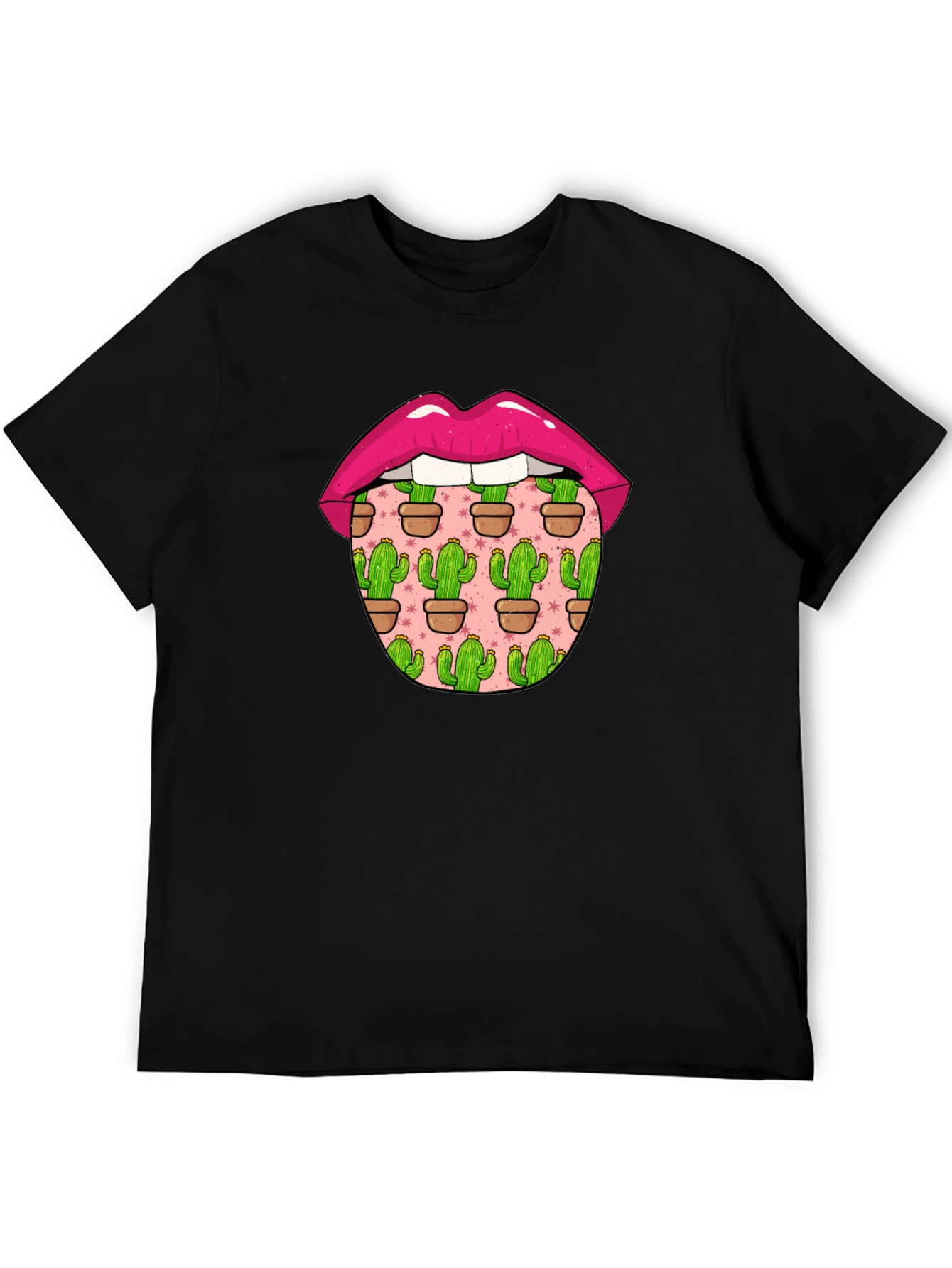 Cactus Tongue Graphic Tee - Novelty Lip Design