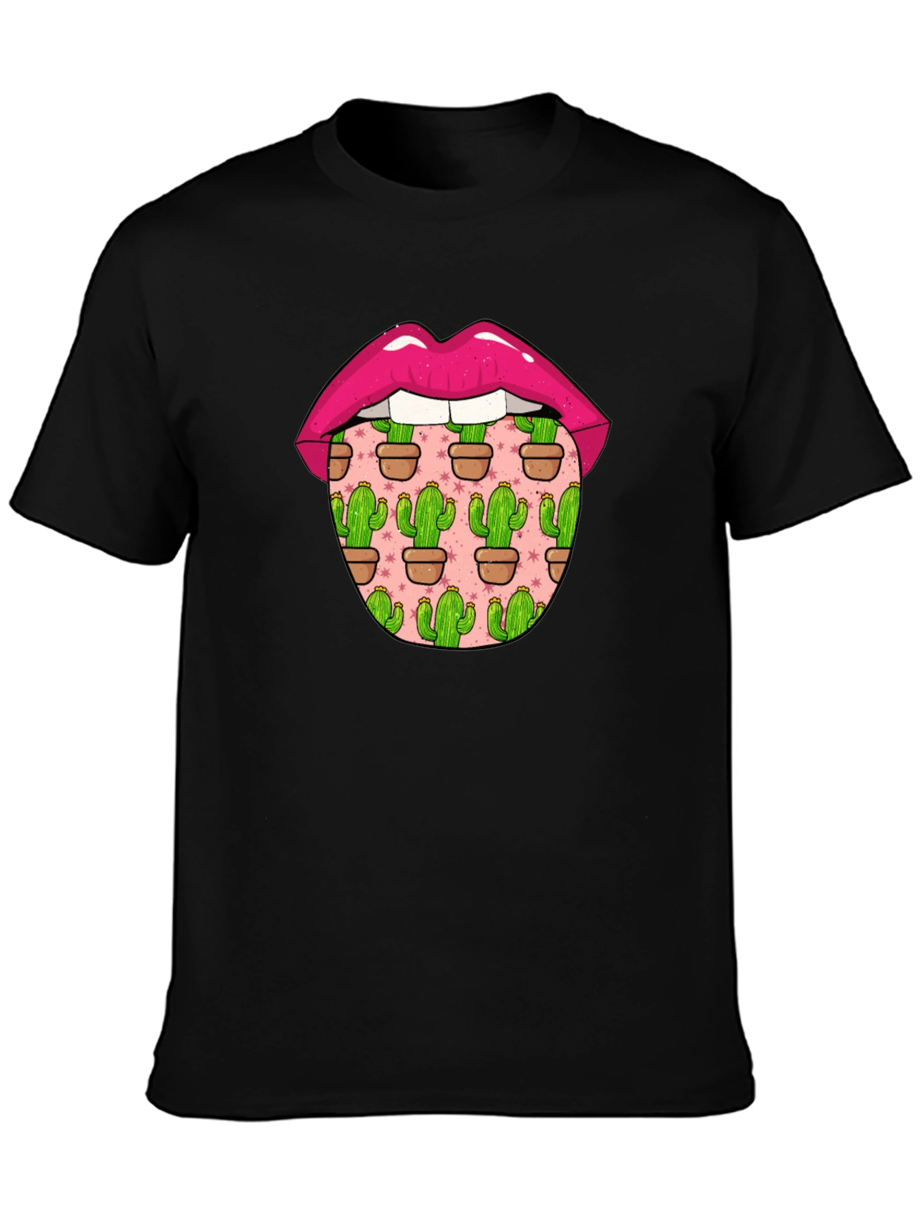 Cactus Tongue Graphic Tee - Novelty Lip Design