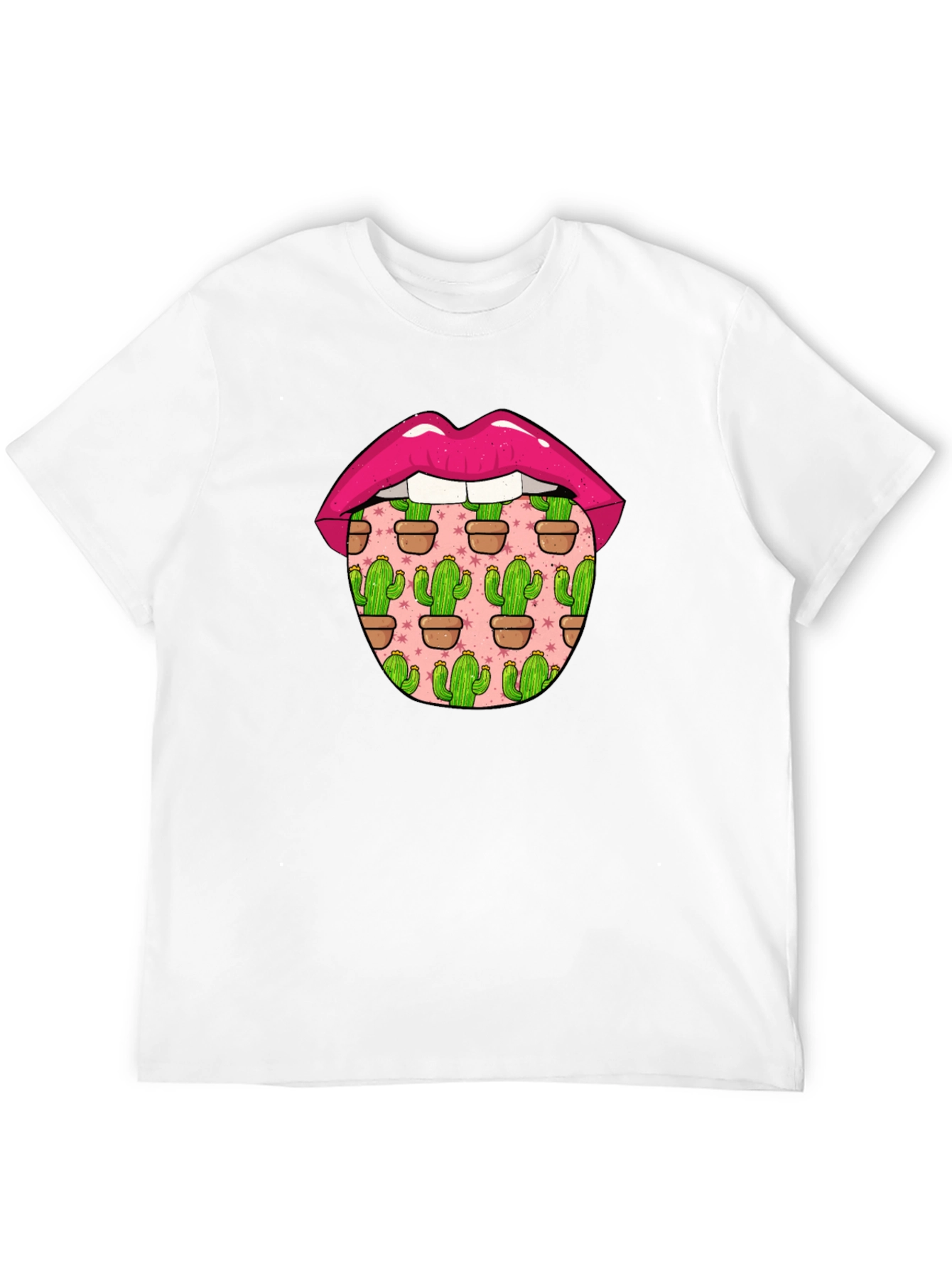 Cactus Tongue Graphic Tee - Novelty Lip Design