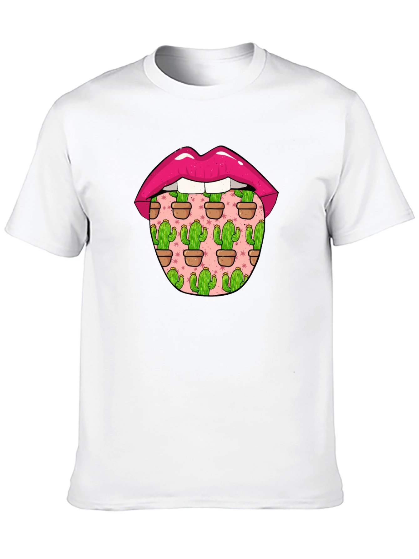 Cactus Tongue Graphic Tee - Novelty Lip Design