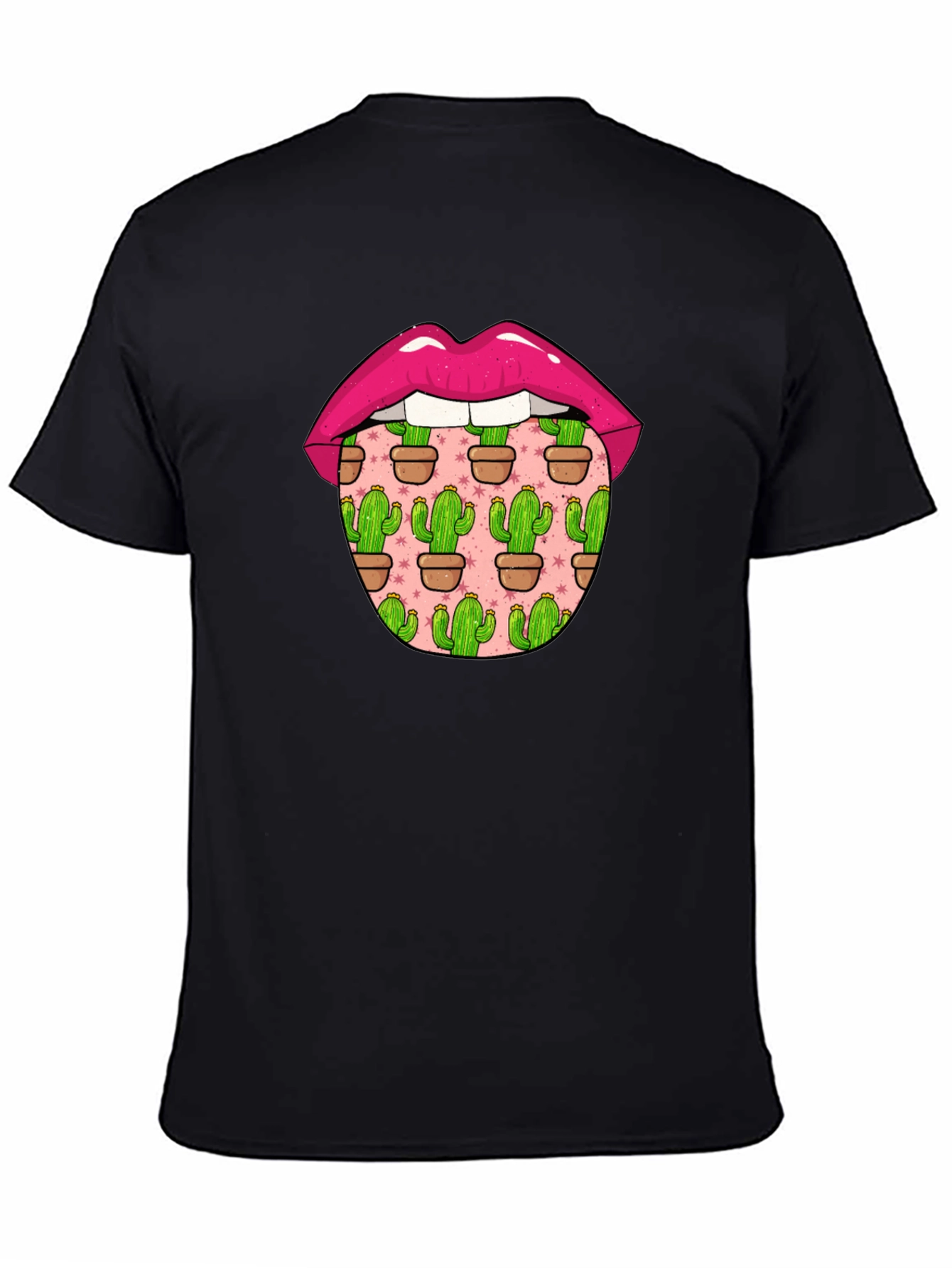 Cactus Tongue Graphic Tee - Novelty Lip Design