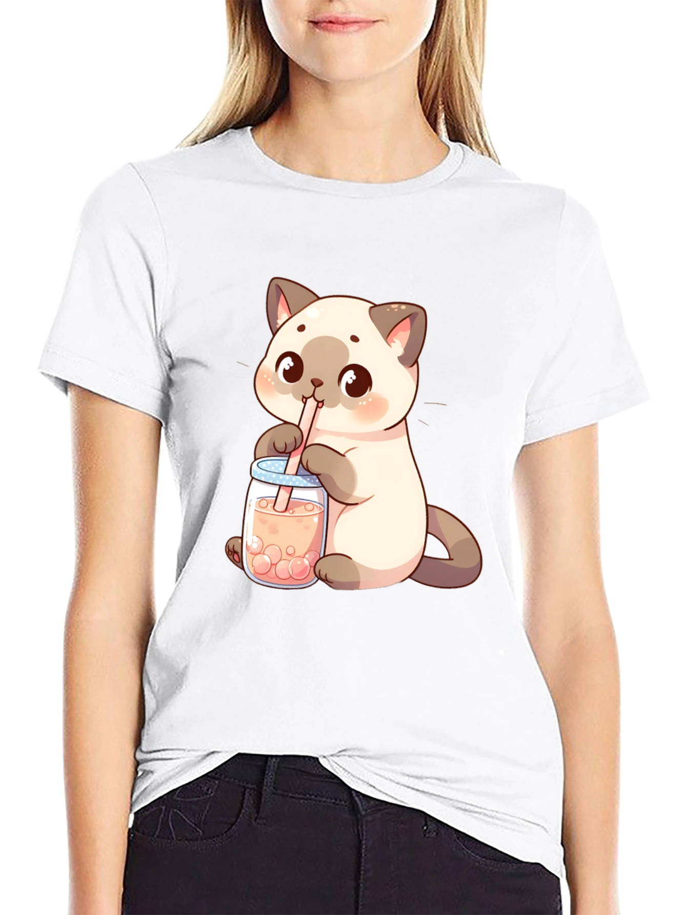 Cute Cat Boba Tea T-Shirt