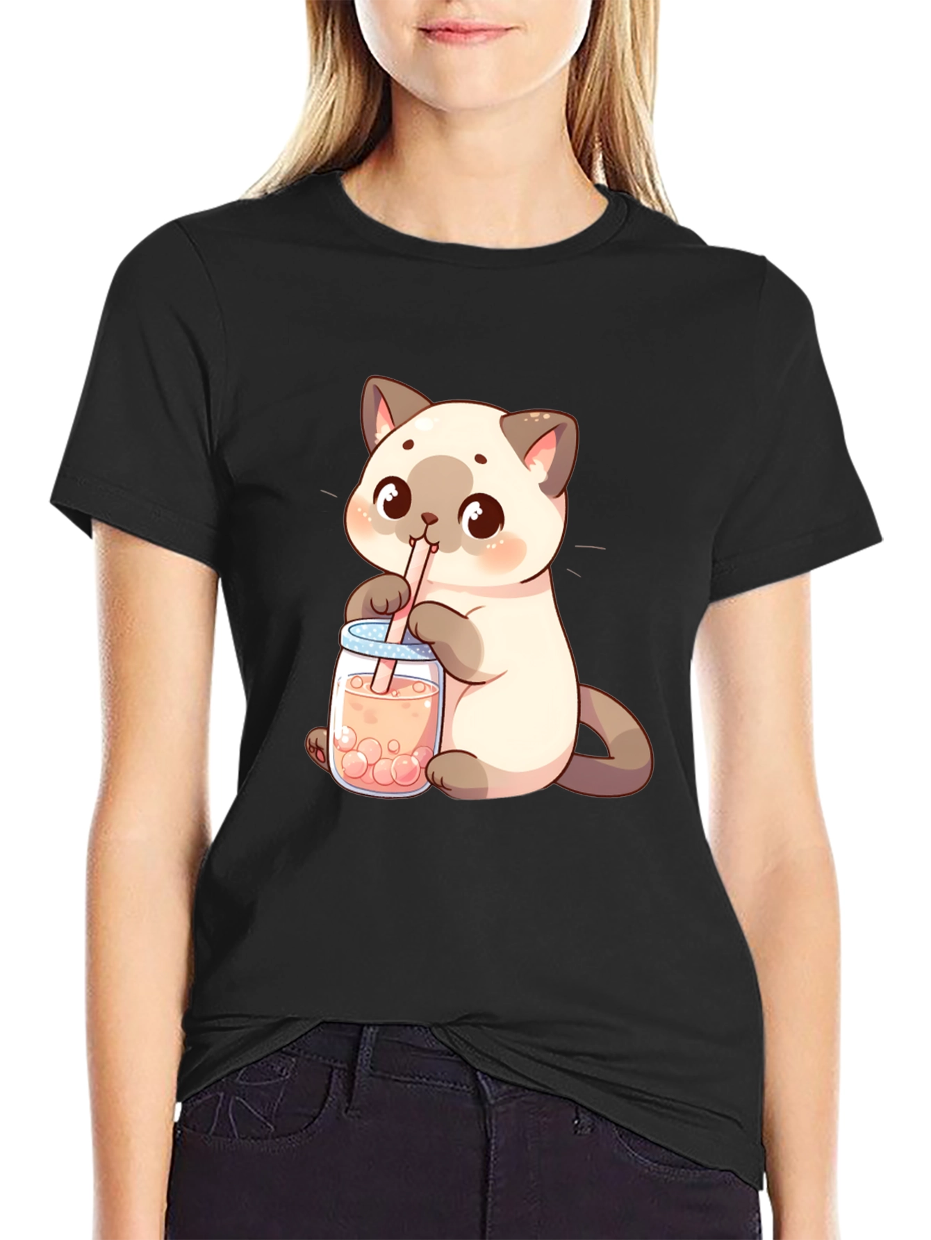 Cute Cat Boba Tea T-Shirt