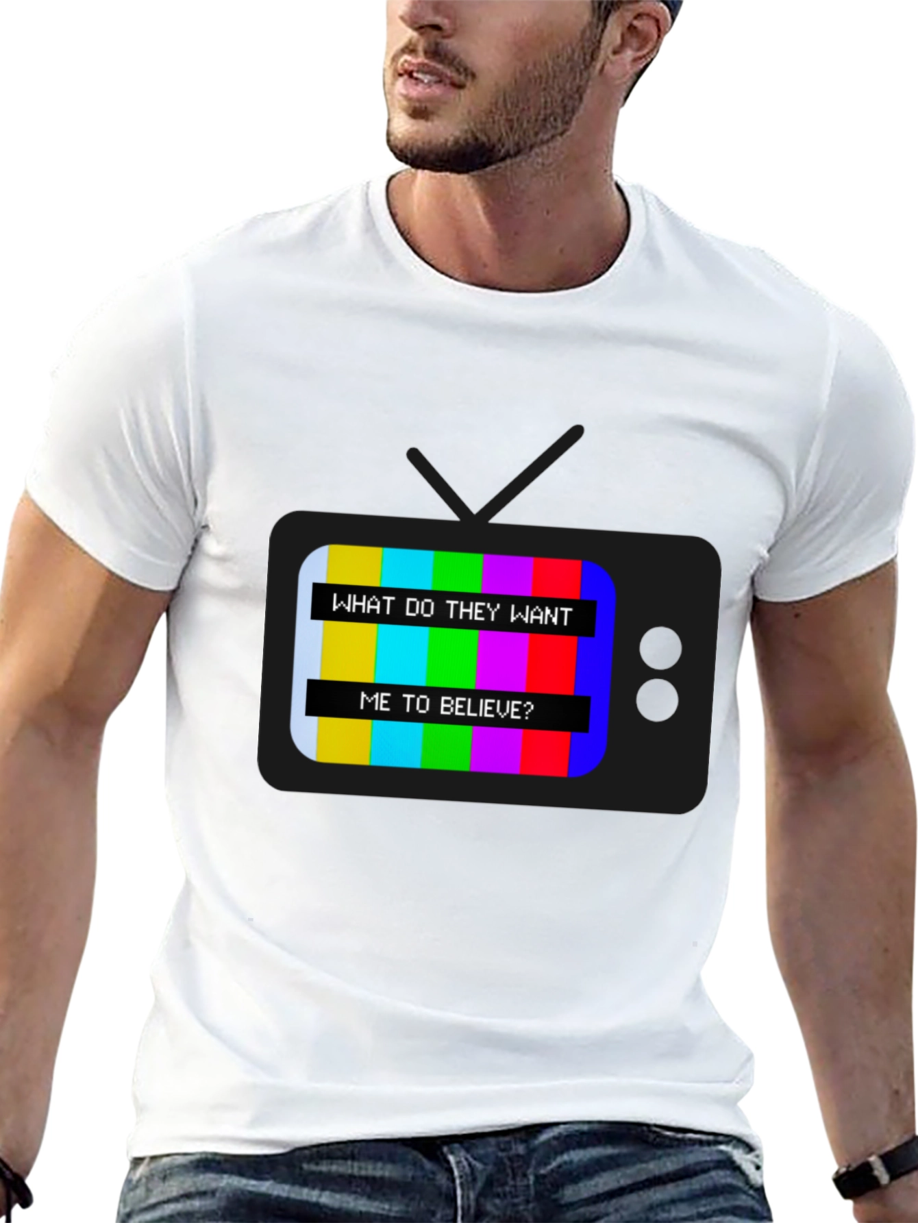 Retro TV Message T-Shirt - Believe Design