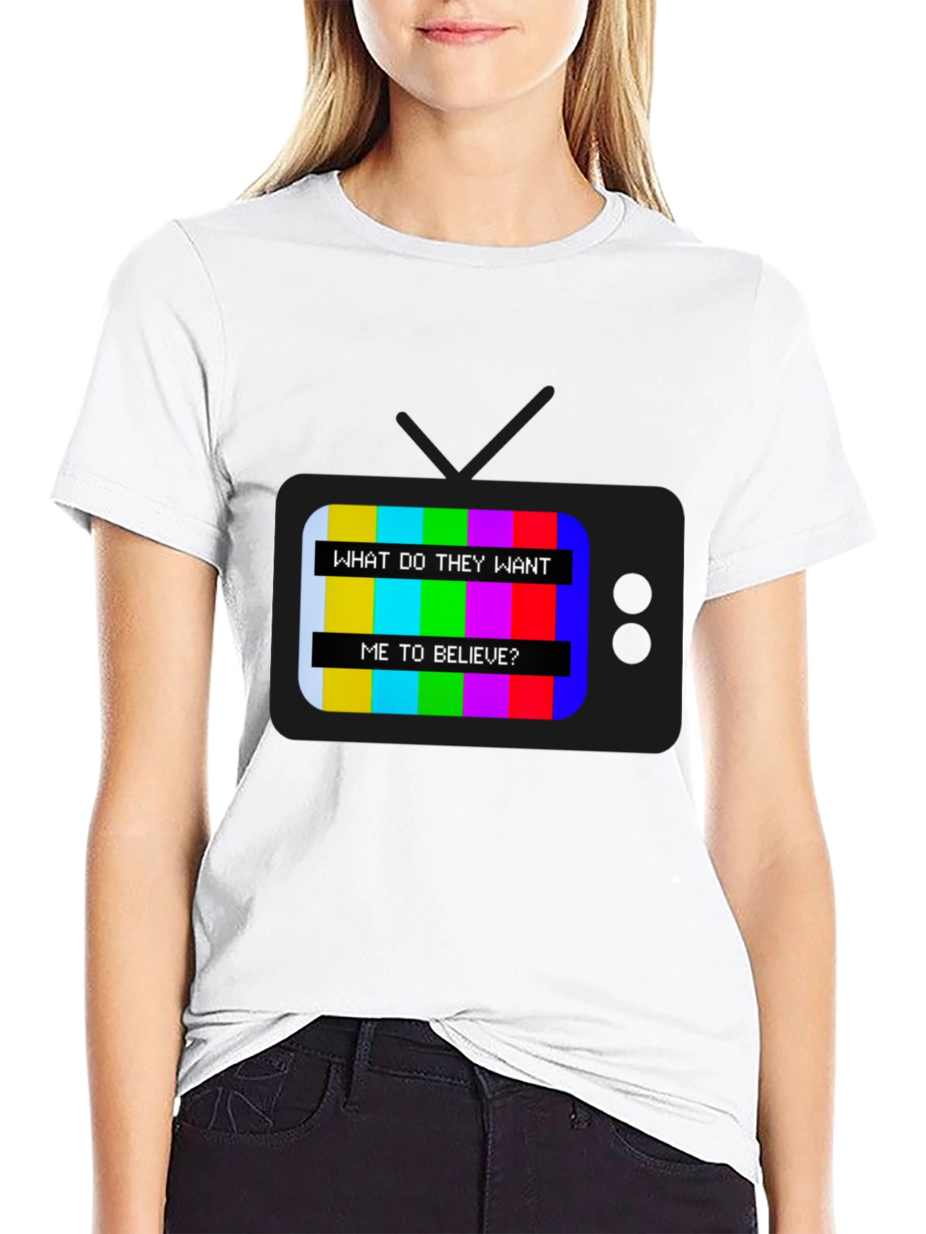 Retro TV Message T-Shirt - Believe Design