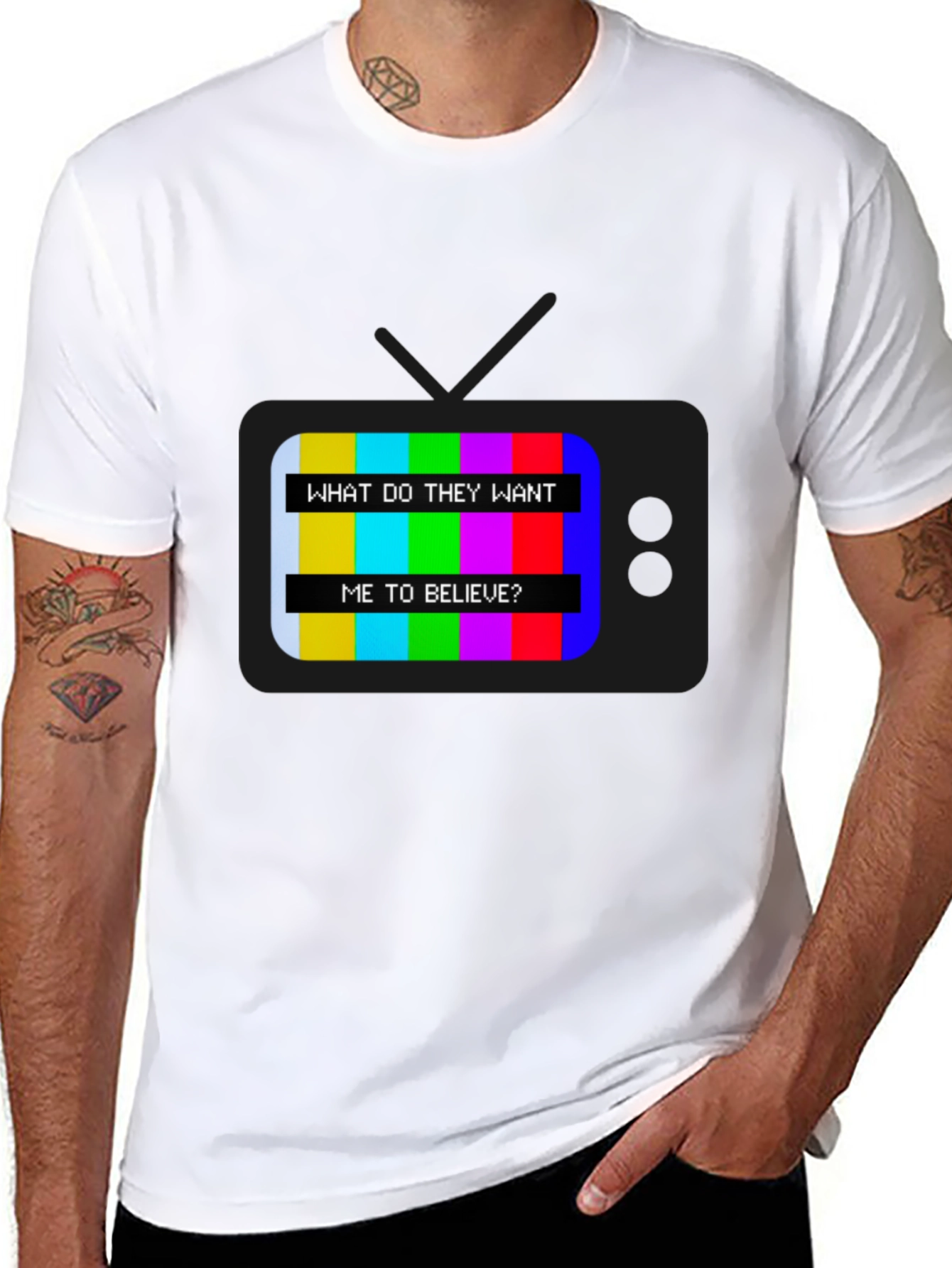 Retro TV Message T-Shirt - Believe Design