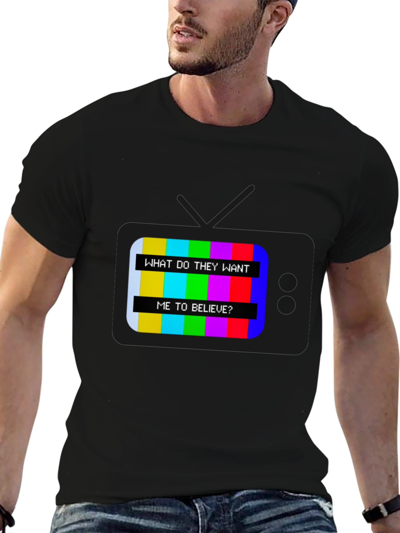 Retro TV Message T-Shirt - Believe Design