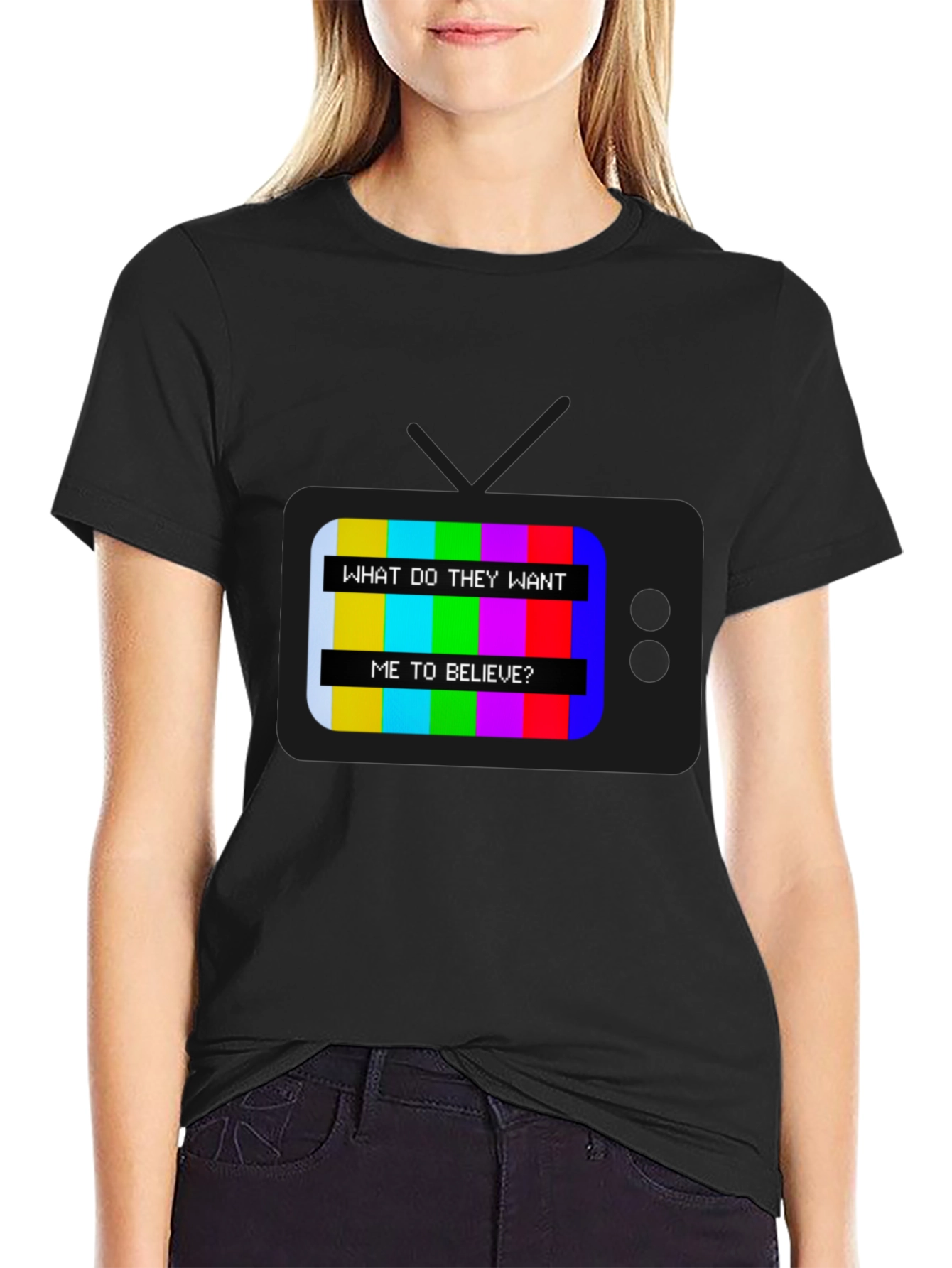 Retro TV Message T-Shirt - Believe Design
