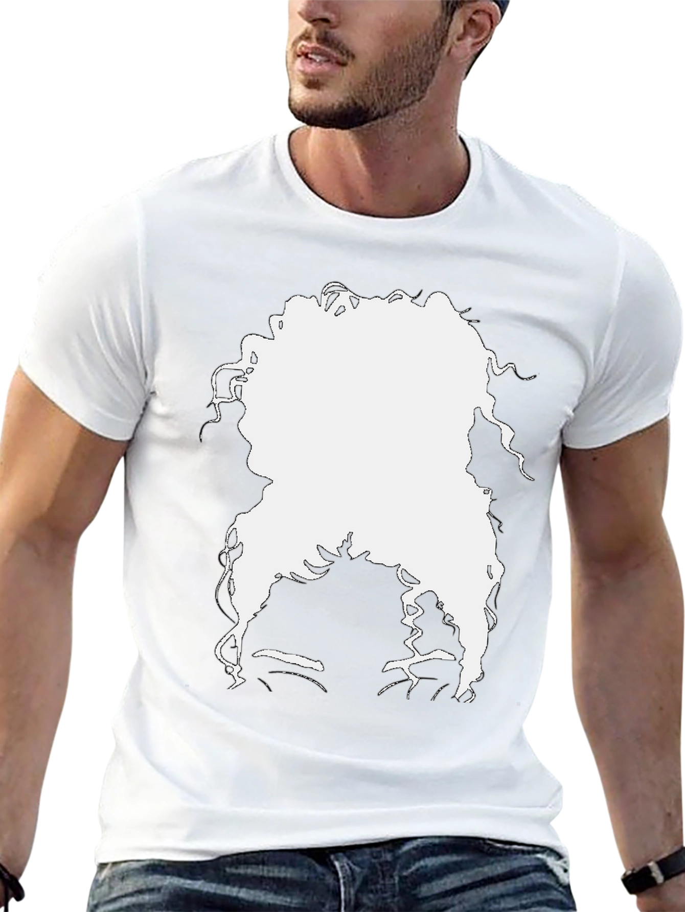 Silhouette Afro T-Shirt - Black Casual Tee