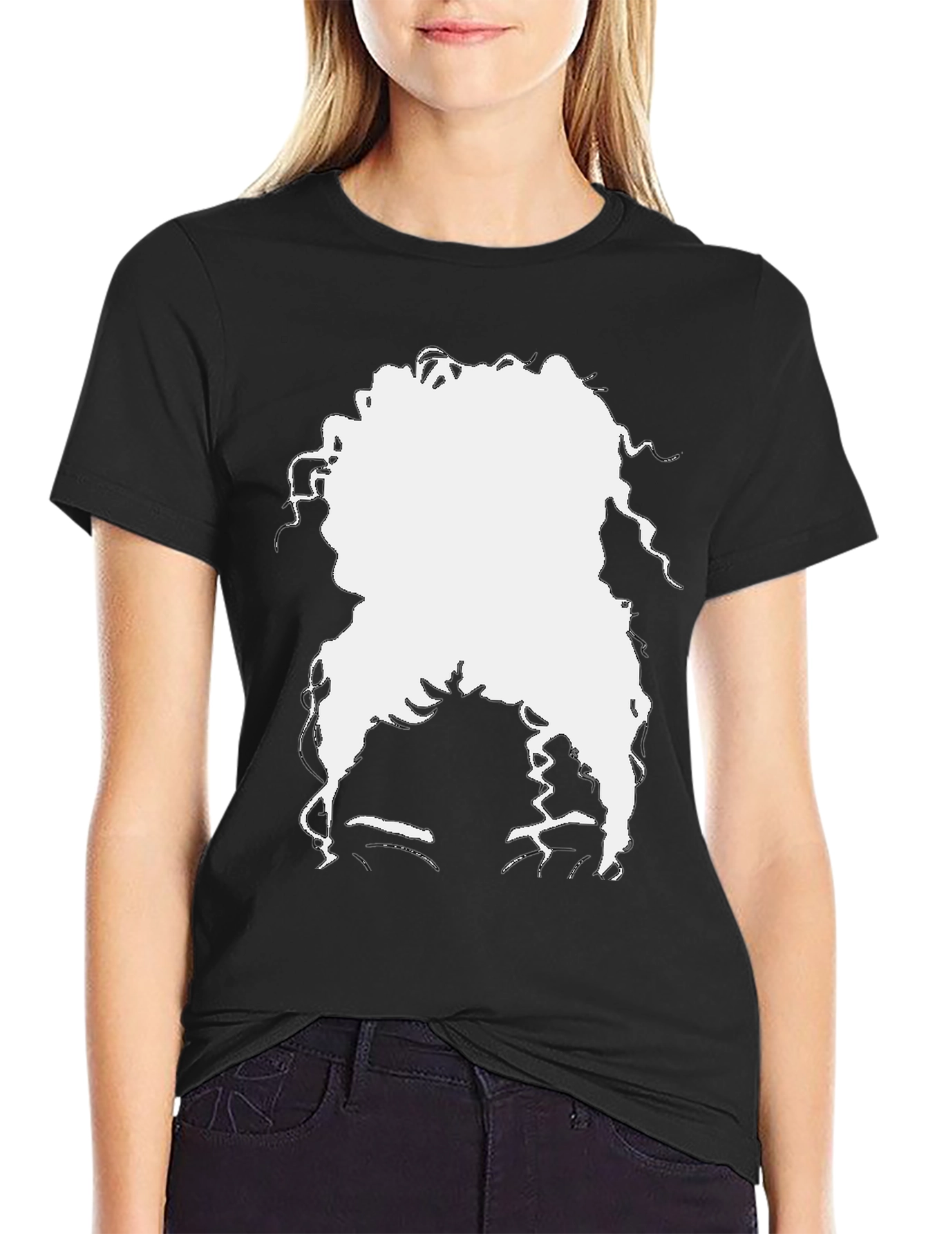 Silhouette Afro T-Shirt - Black Casual Tee