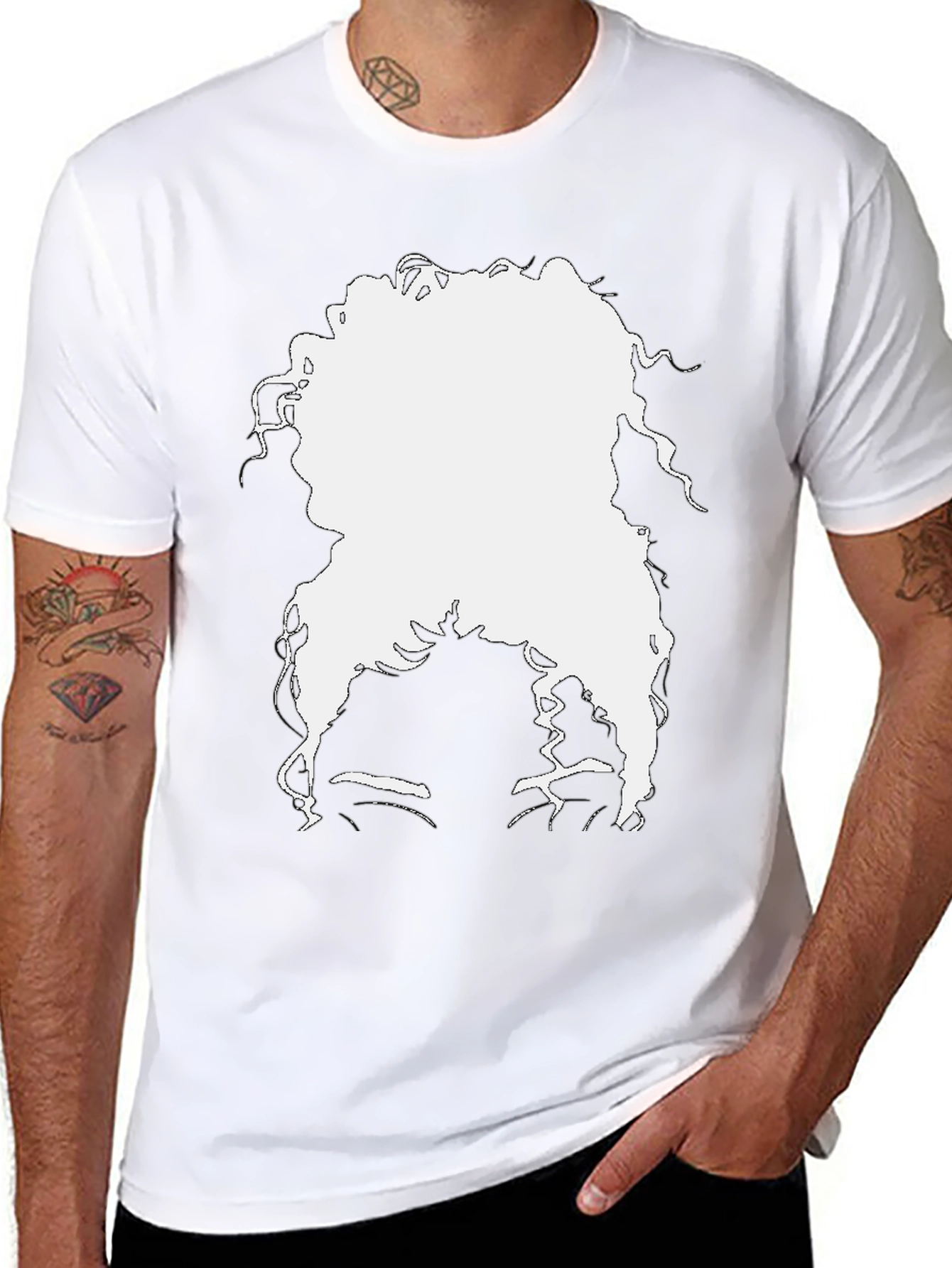 Silhouette Afro T-Shirt - Black Casual Tee