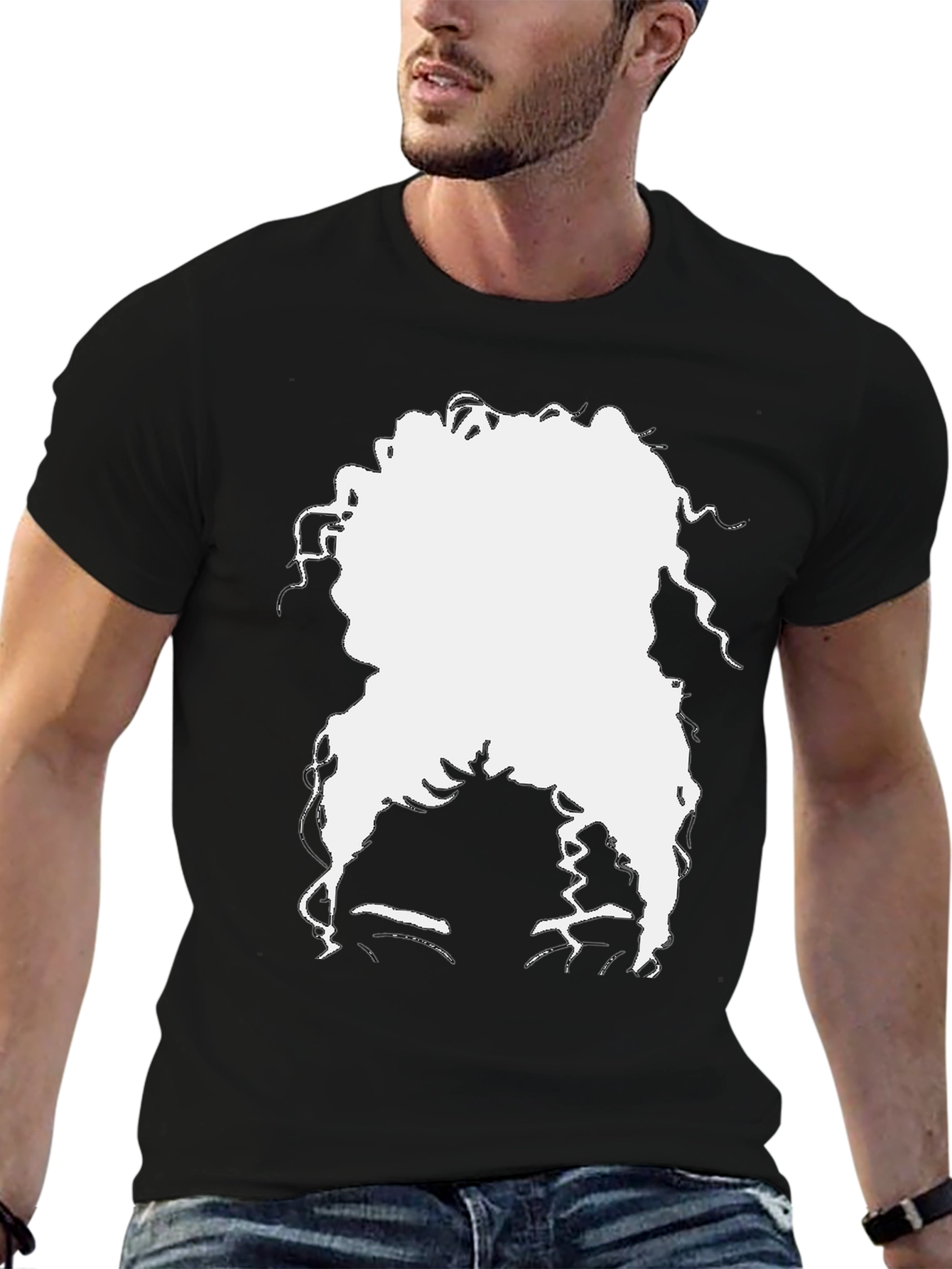 Silhouette Afro T-Shirt - Black Casual Tee