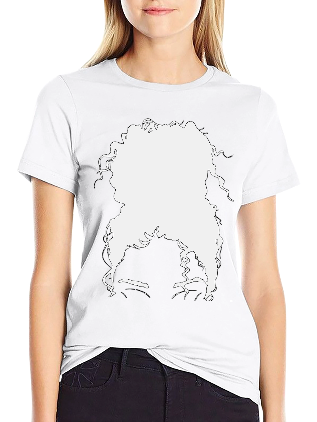 Silhouette Afro T-Shirt - Black Casual Tee