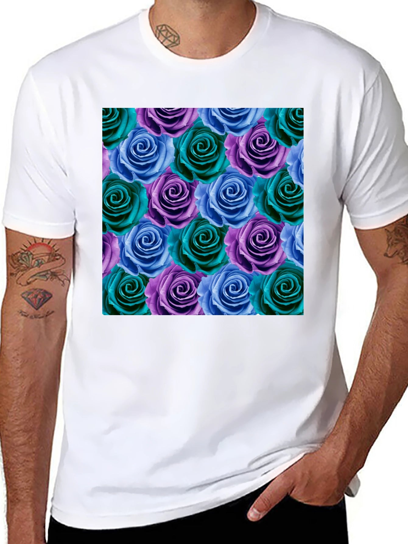 Floral Rose Pattern T-Shirt