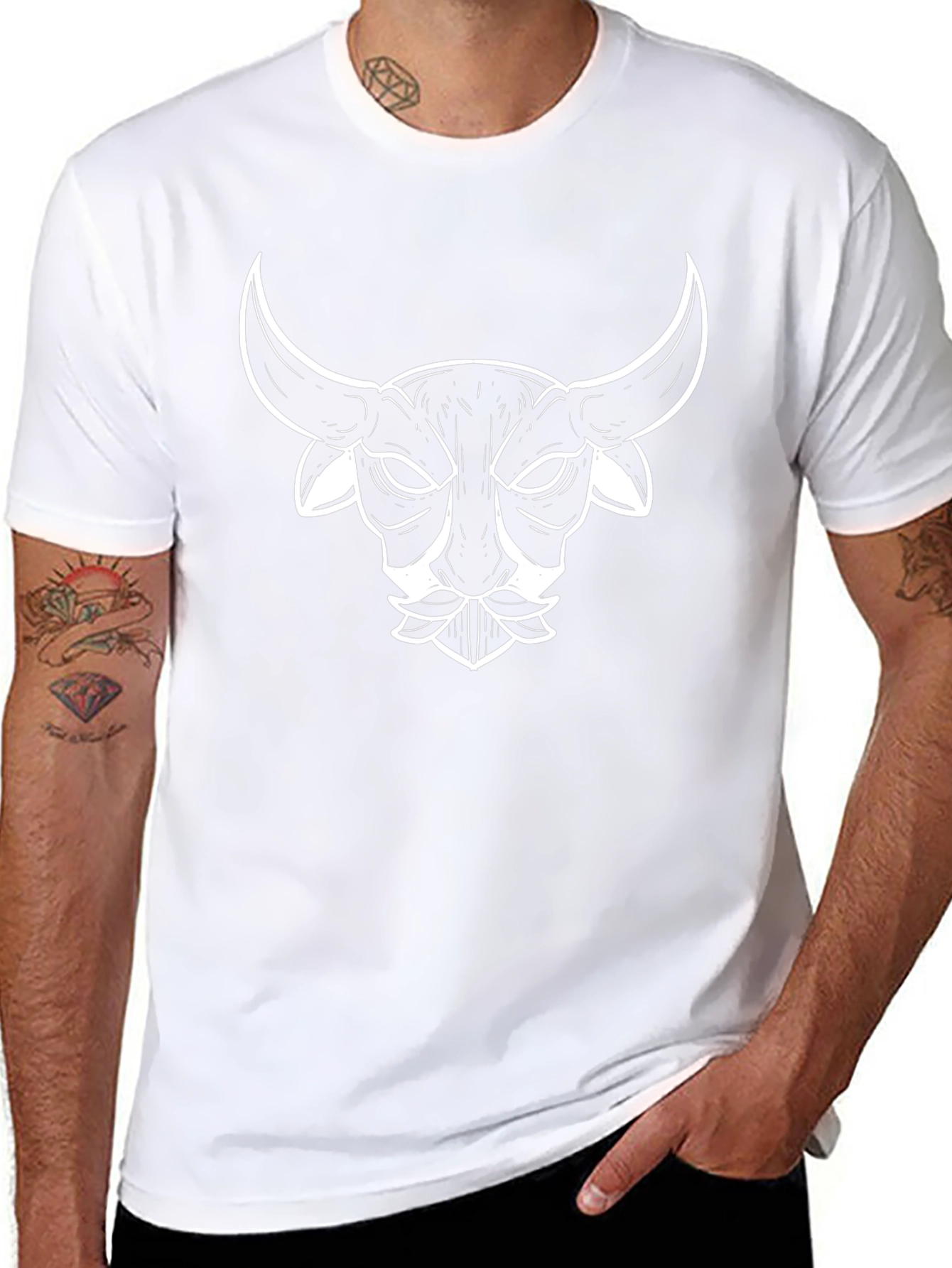 Bull Head Graphic Tee - Black Cotton T-Shirt