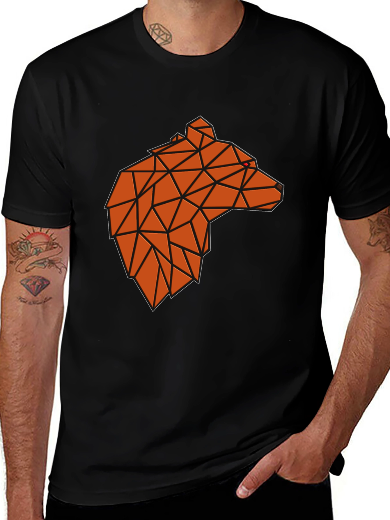 Geometric Bear Graphic Tee - Modern Animal Design