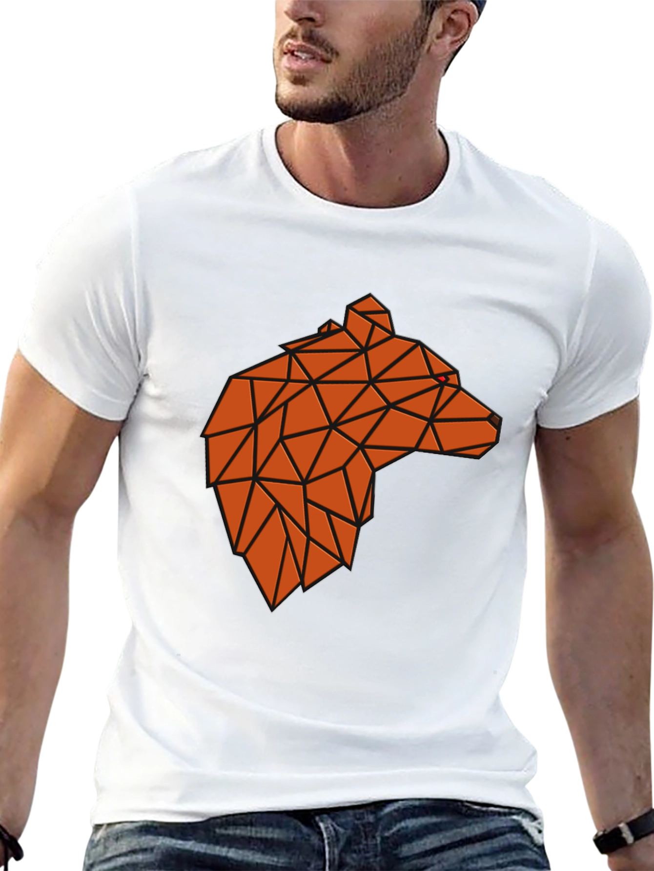 Geometric Bear Graphic Tee - Modern Animal Design