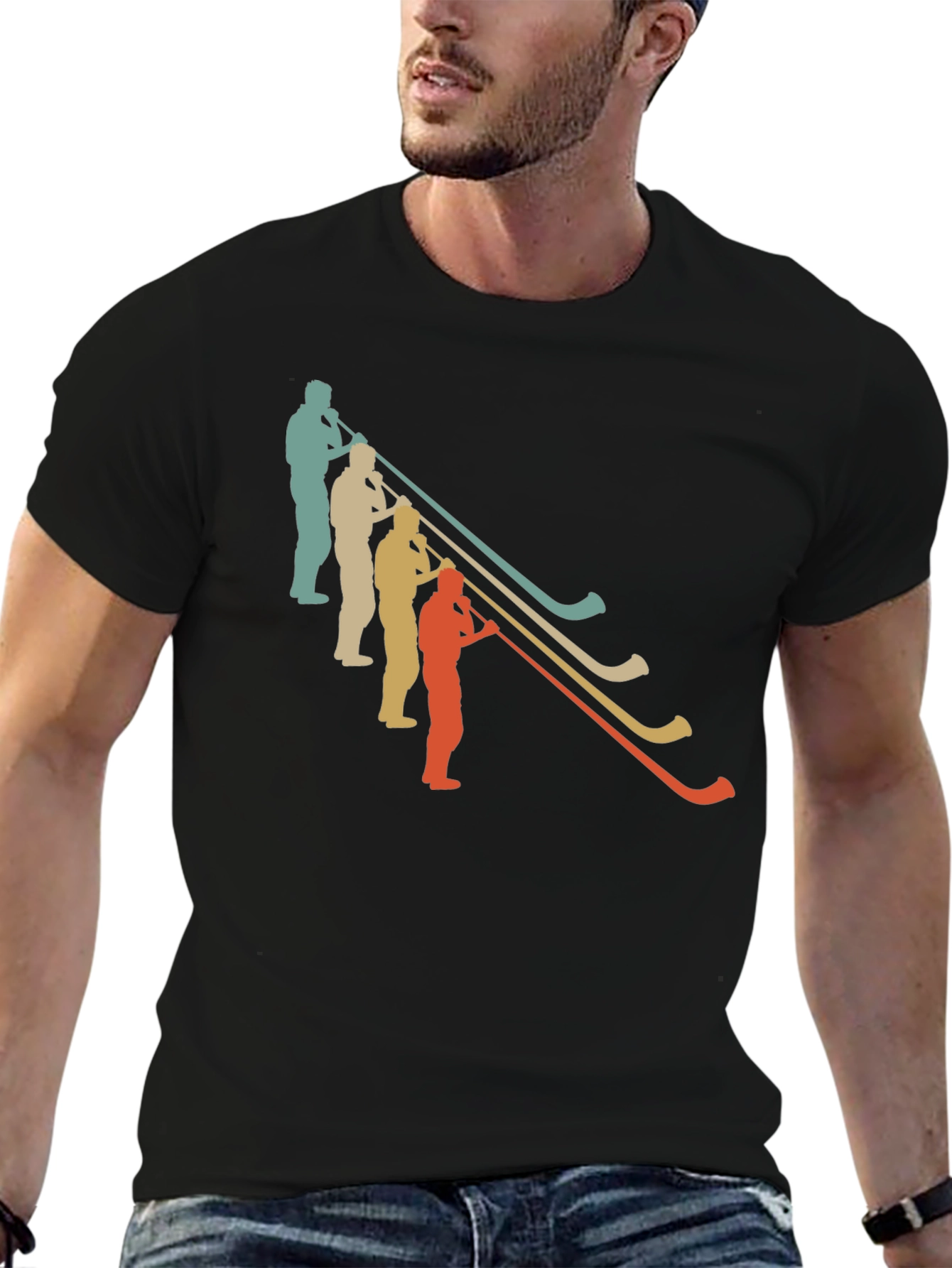 Retro Alphorn Players Graphic T-Shirt