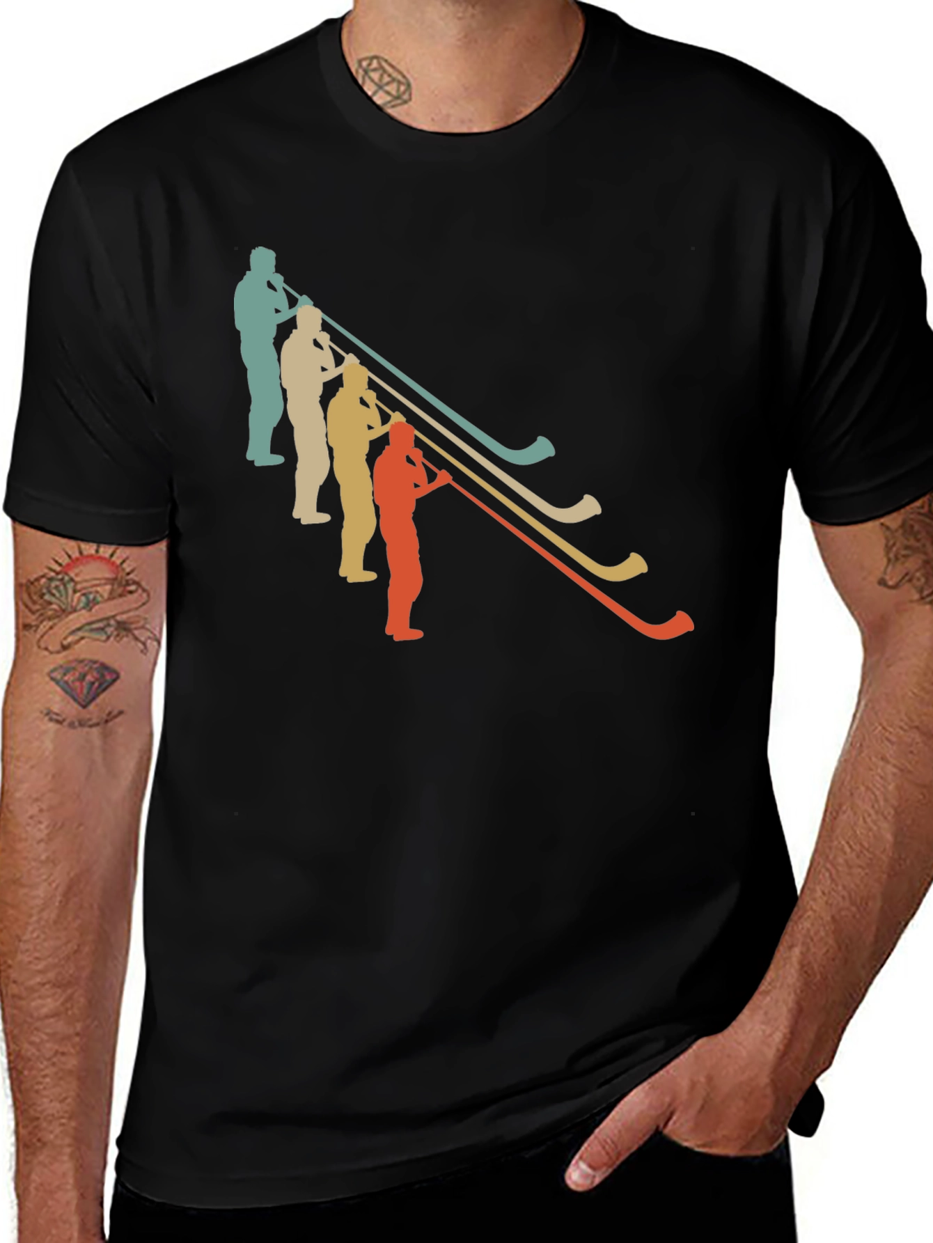 Retro Alphorn Players Graphic T-Shirt
