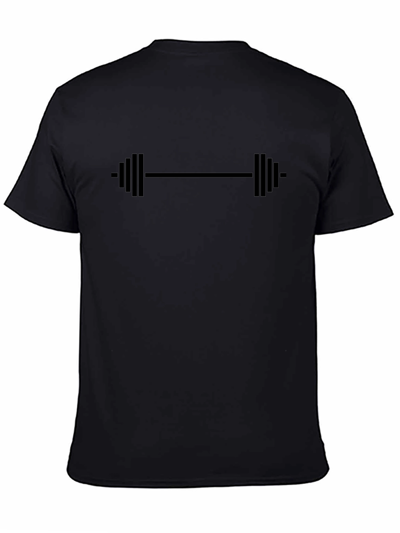 Black Gym Barbell Graphic Tee - Workout Shirt