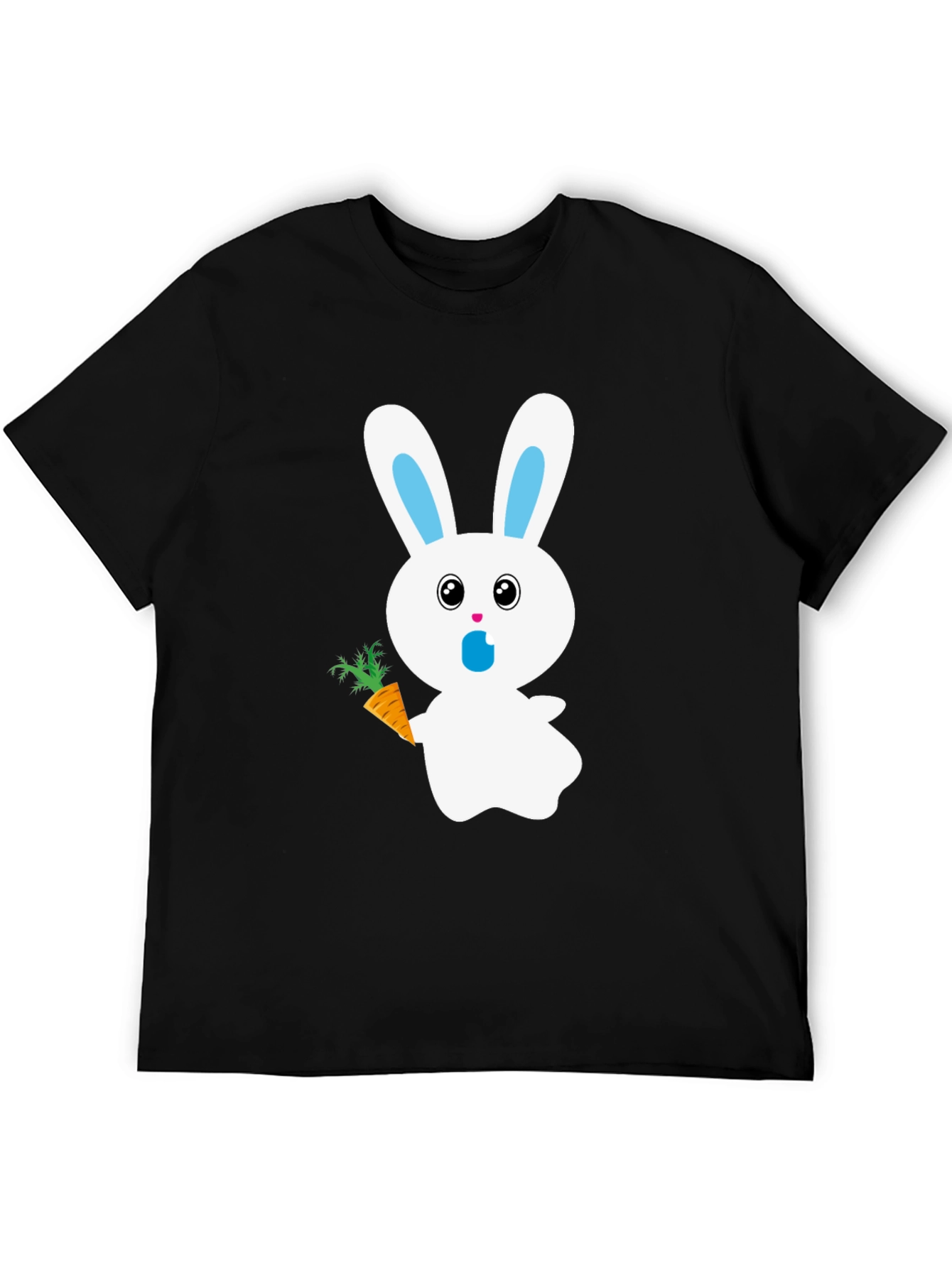 Bunny with Carrot Graphic Tee - Black Cotton T-Shirt