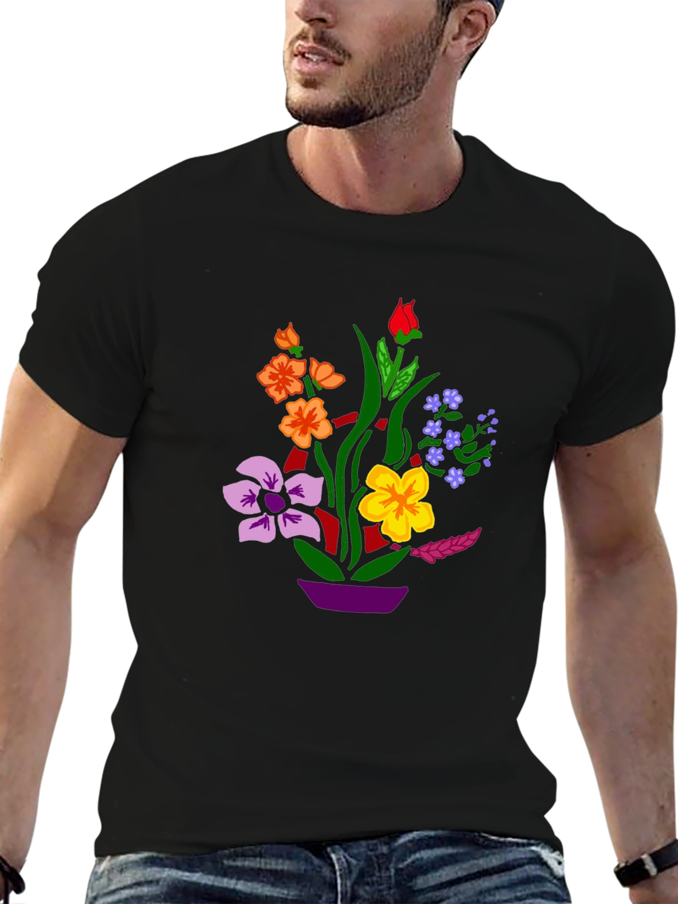 Floral Graphic Black T-Shirt