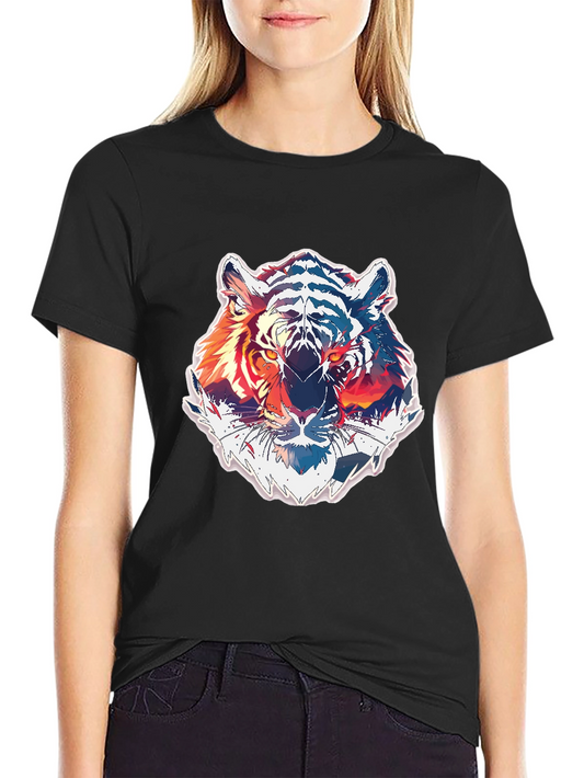 Tiger Graphic Print Mens Black T-Shirt