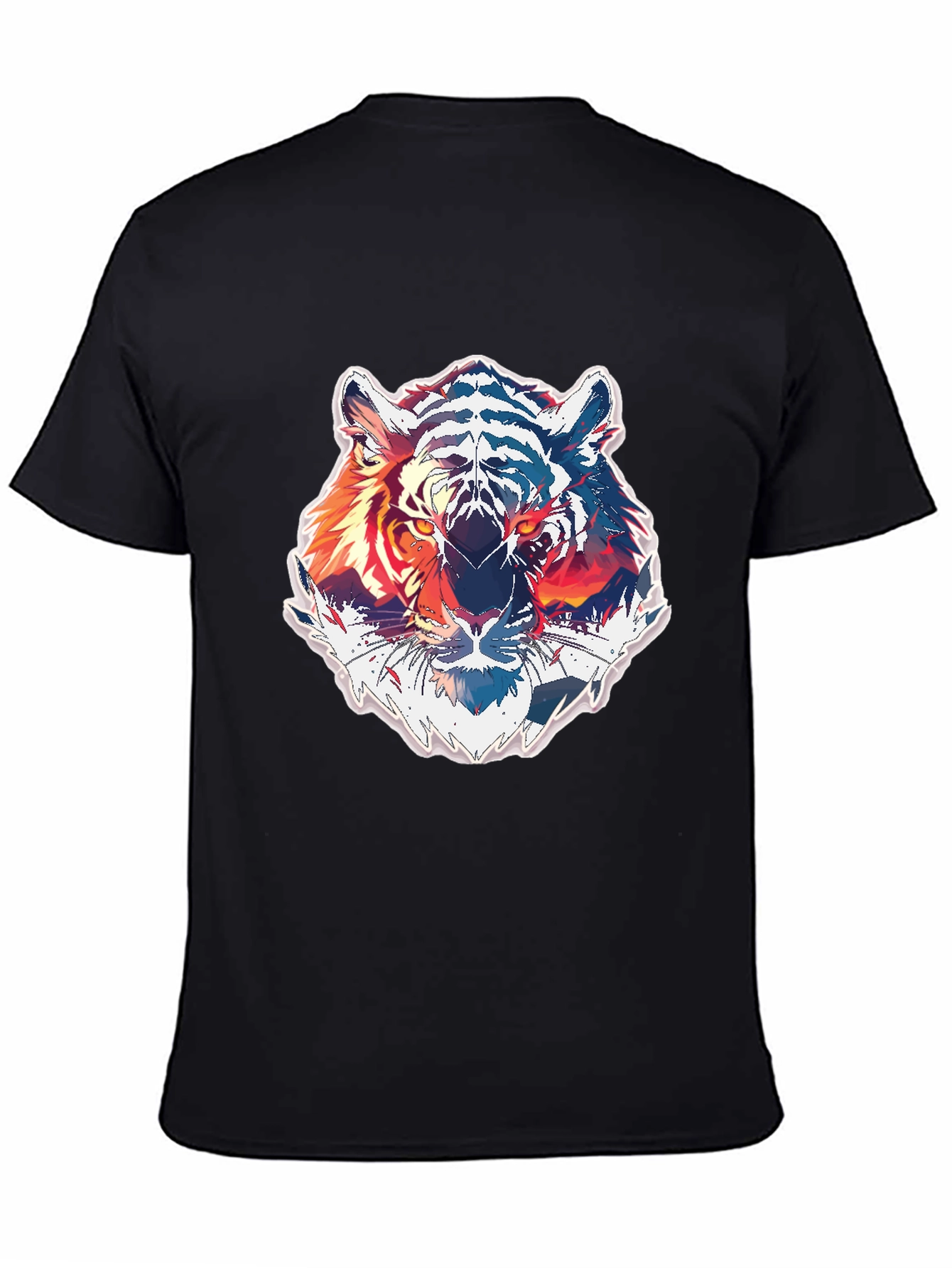 Tiger Graphic Print Mens Black T-Shirt