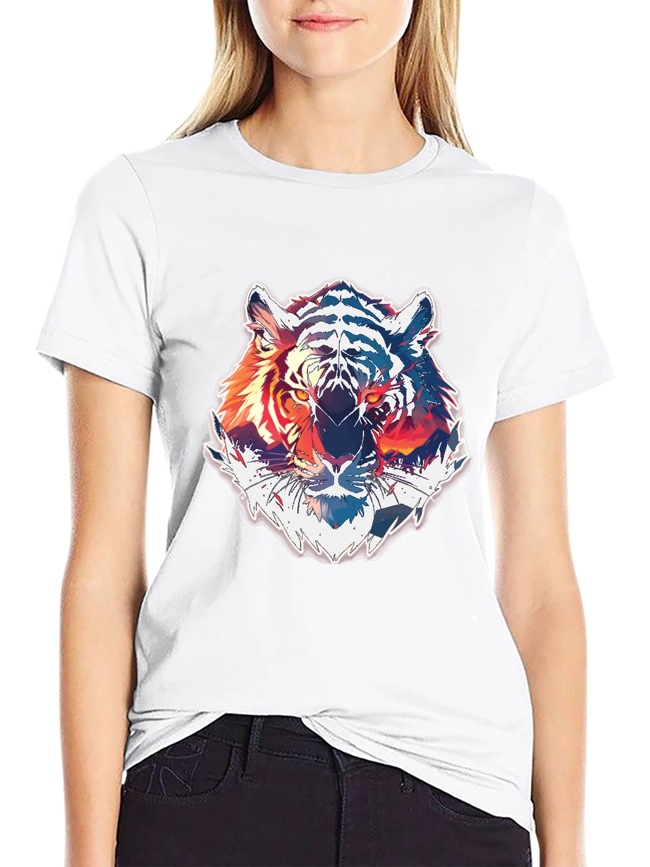 Tiger Graphic Print Mens Black T-Shirt